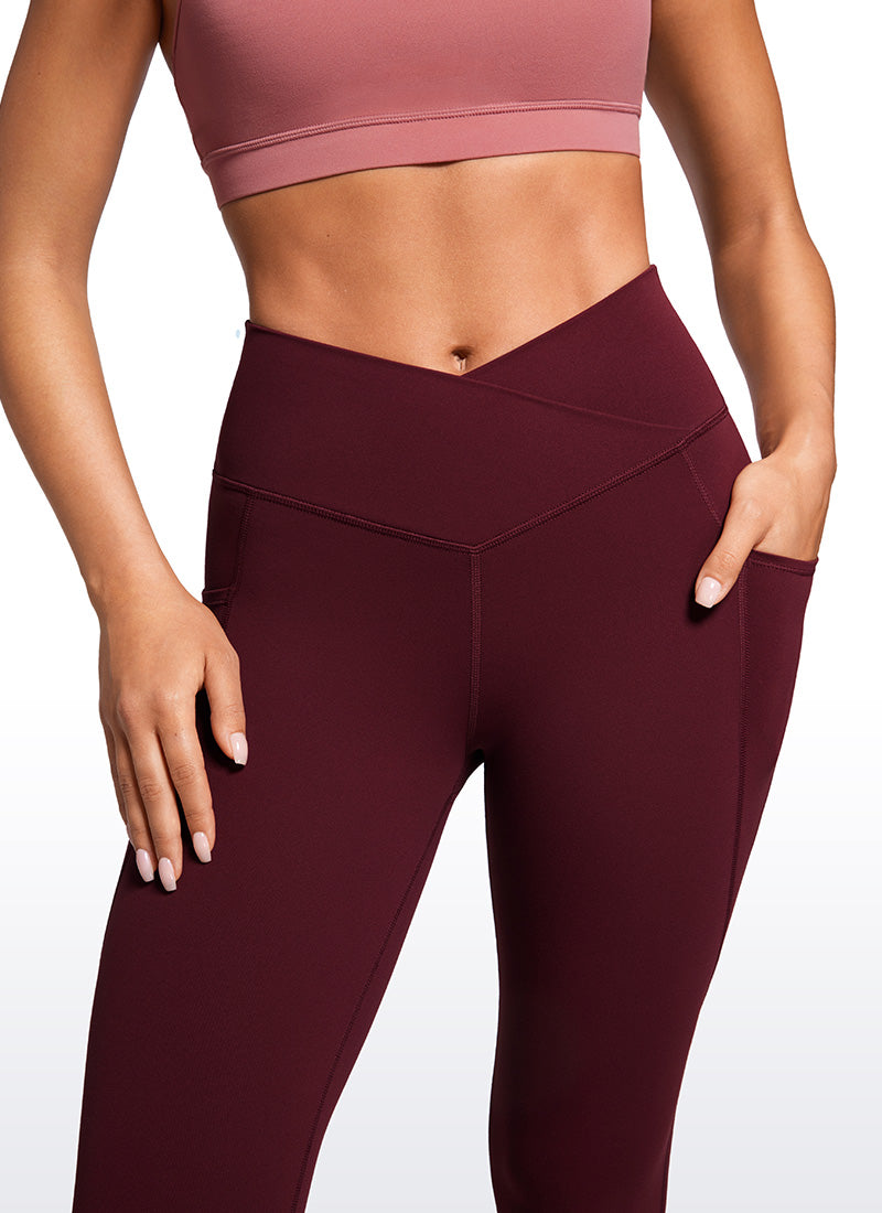 Butterluxe Yoga-Leggings mit Taschen, 25 Zoll, V-förmiger, überkreuzter Bund