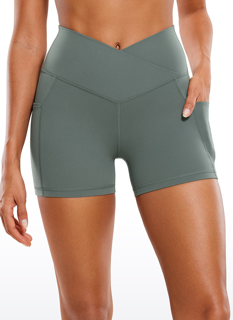 Butterluxe Yoga Pockets Shorts 4''- V Cross Waist