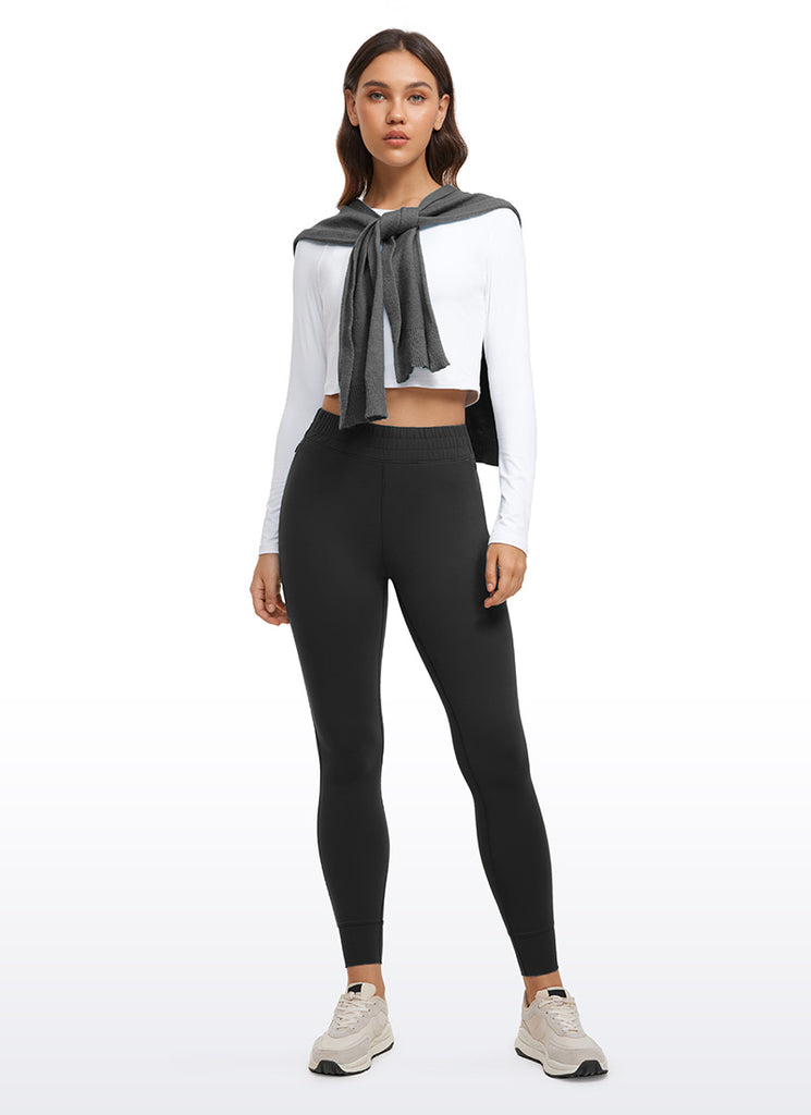 CRZ YOGA Womens Butterluxe High Waisted Joggers 27" with Pockets Black