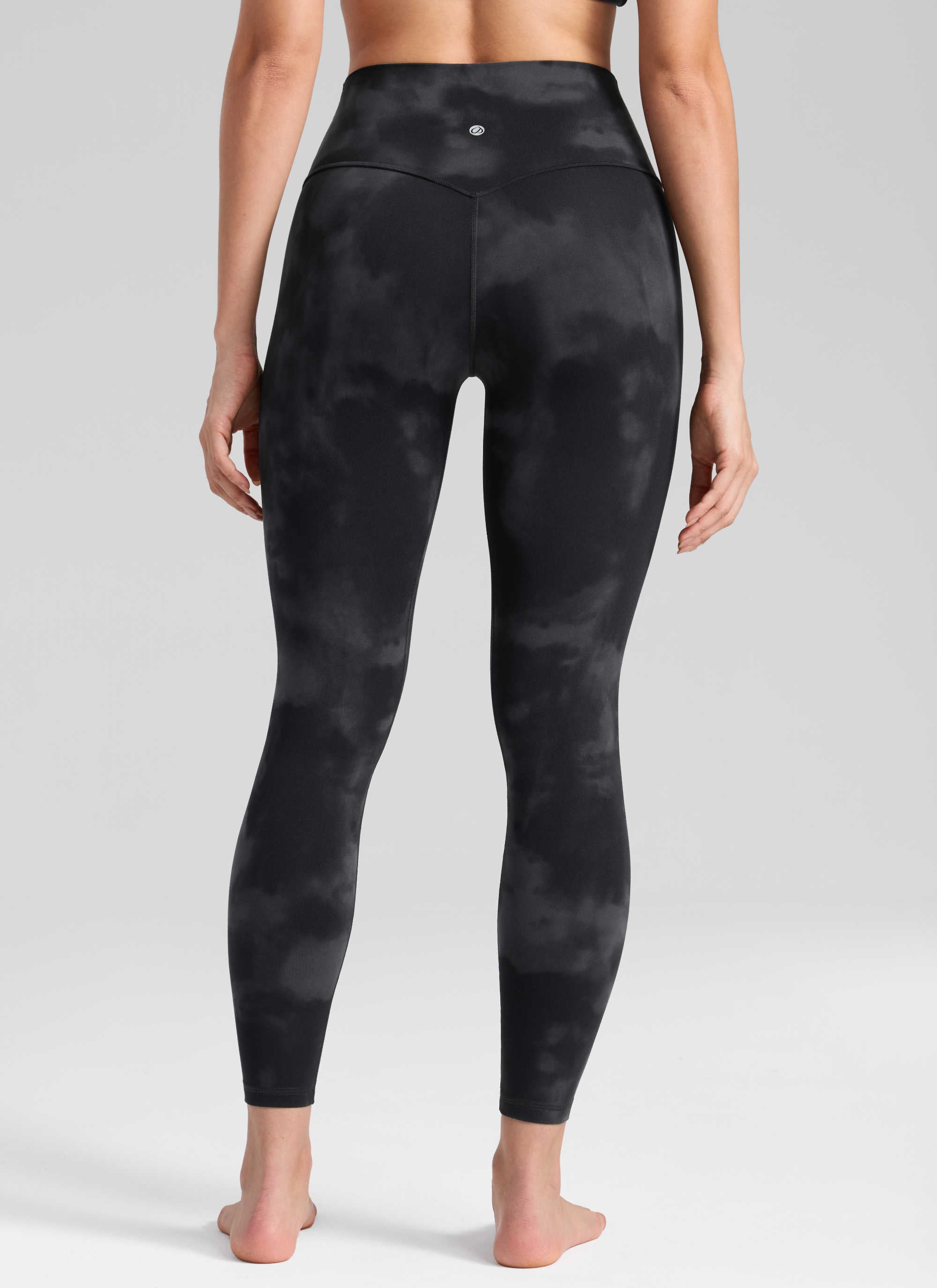 CRZ YOGA Women's Workout High Rise Butterlift Yoga Leggings 25'' Black Tie Dye Flowers