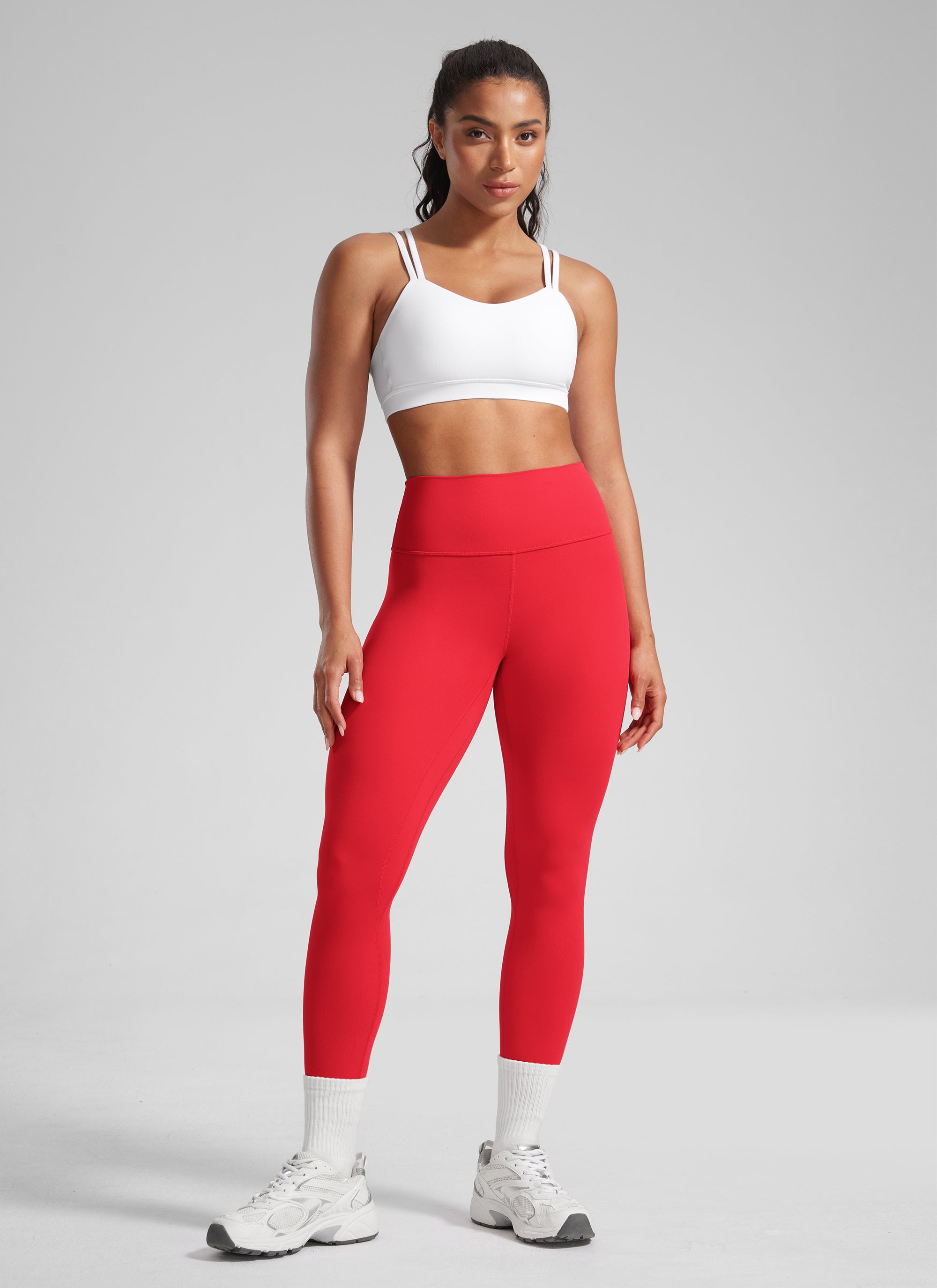 CRZ YOGA Women's Workout High Rise Butterlift Yoga Leggings 25'' Aurora Red