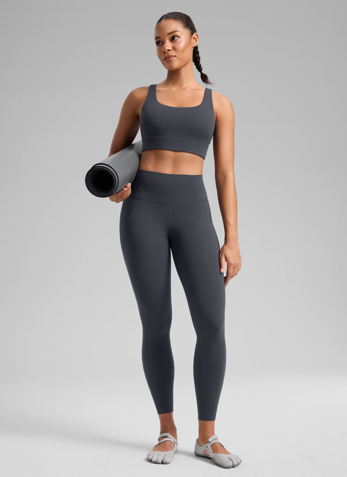CRZ YOGA Women's Workout High Rise Butterlift Yoga Leggings 25'' Graphite Grey @model_info:Q1
