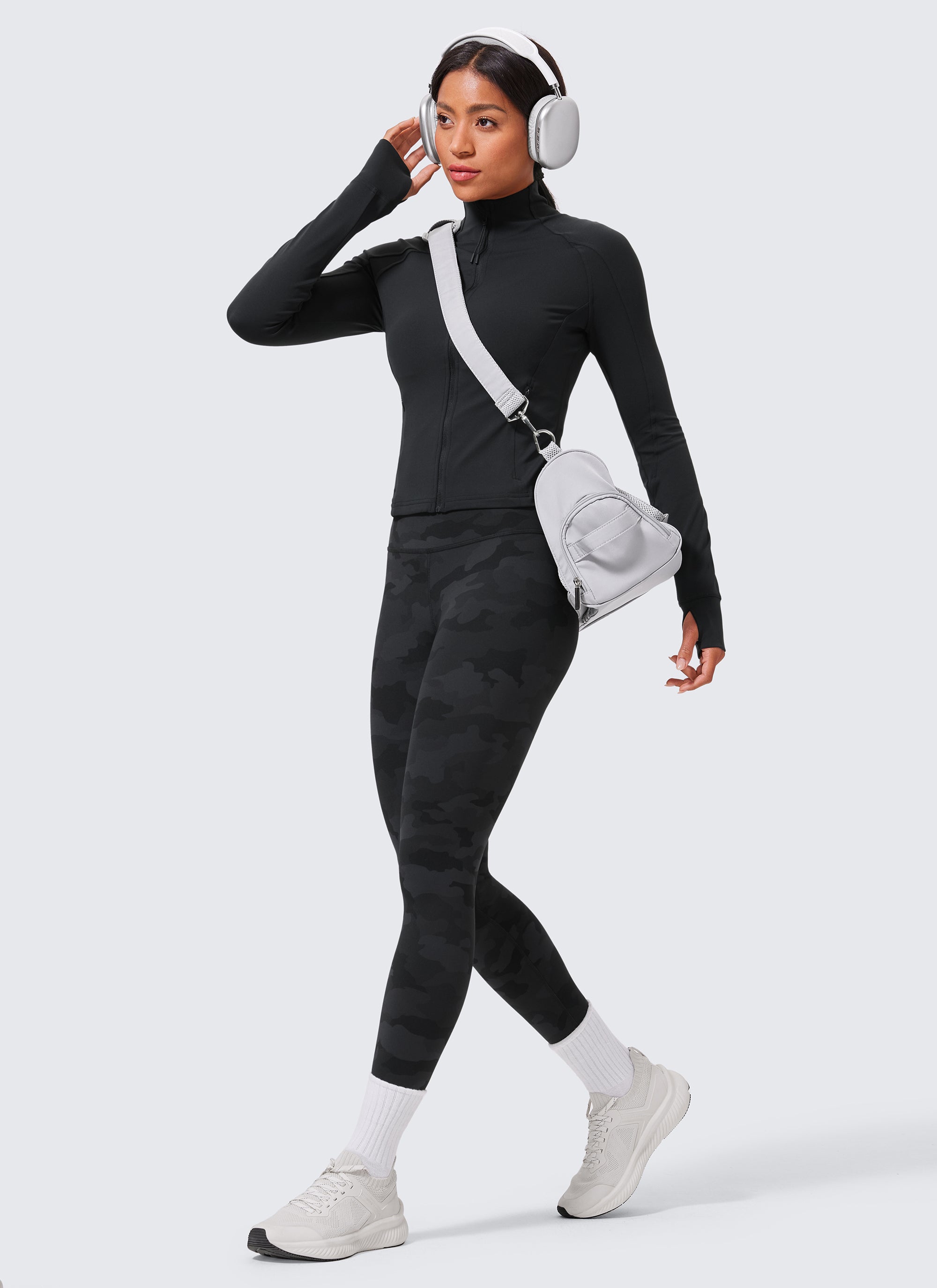 CRZ YOGA Women's Workout High Rise Butterlift Yoga Leggings 28'' Dark Grey Camouflage 2