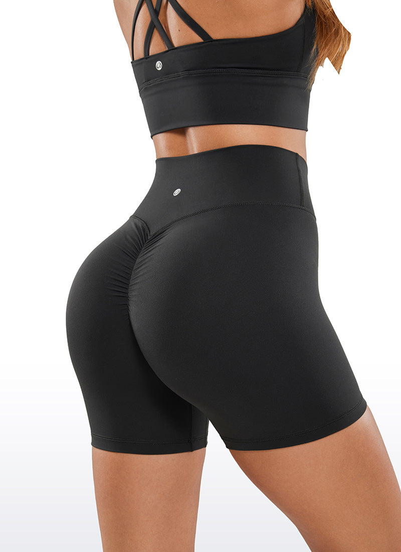 CRZ YOGA Womens Butterluxe Crossover No Front Seam Biker Shorts 5