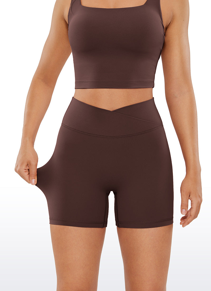 CRZ YOGA Womens Butterluxe Crossover No Front Seam Biker Shorts 5