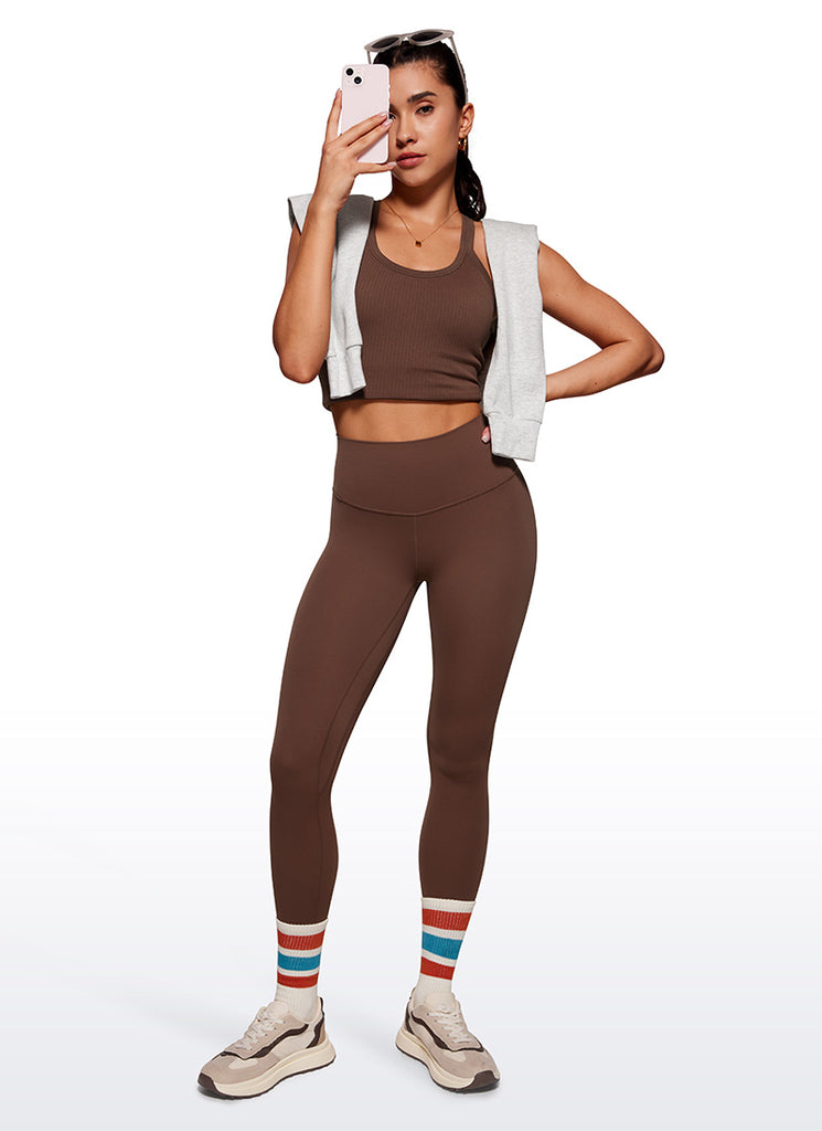 CRZ YOGA Women Butterluxe High Waisted Double seamed Yoga Leggings 25" Olive Green