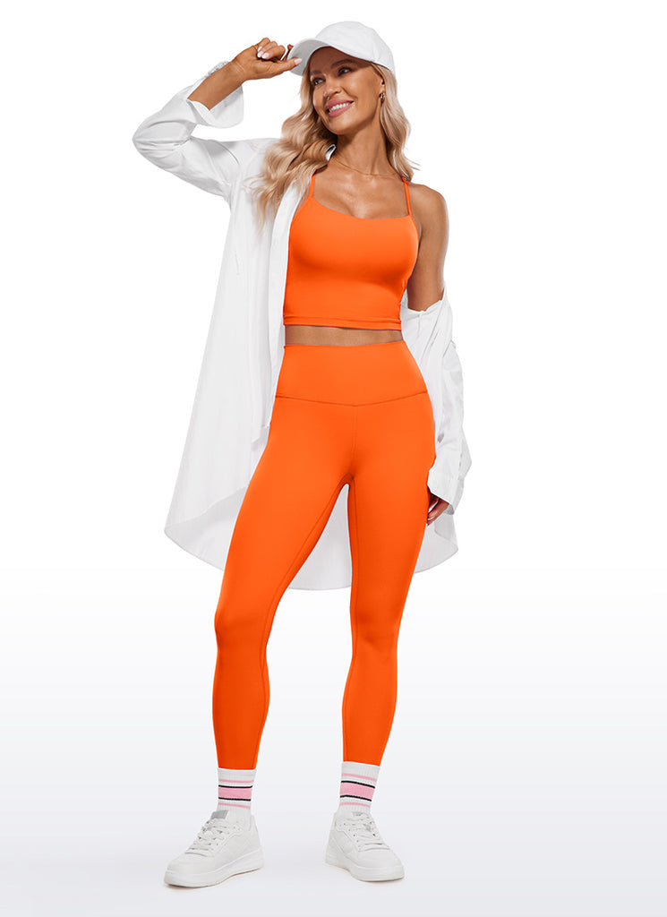 CRZ YOGA Women Butterluxe High Waisted Double seamed Yoga Leggings 25" Deep Red