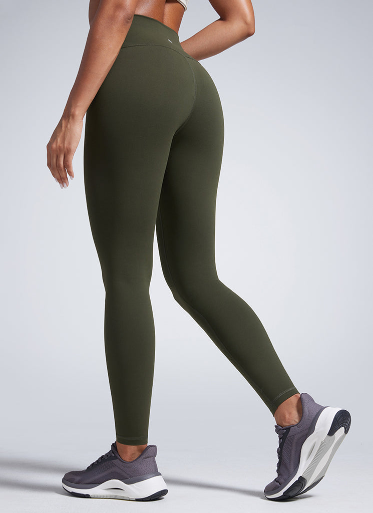 CRZ YOGA Women's Workout High Rise Butterbreeze Training Leggings 28'' Olive Green