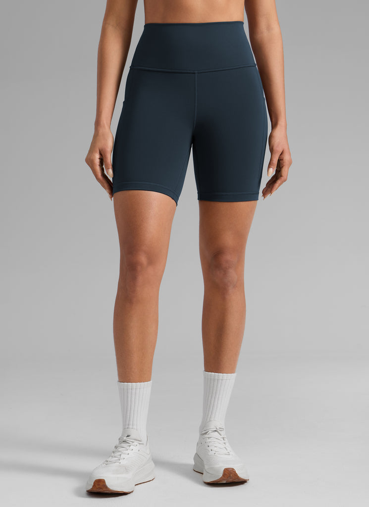 CRZ YOGA Women's Workout High Rise Pocket Shorts Butterbreeze Shorts 6'' True Navy