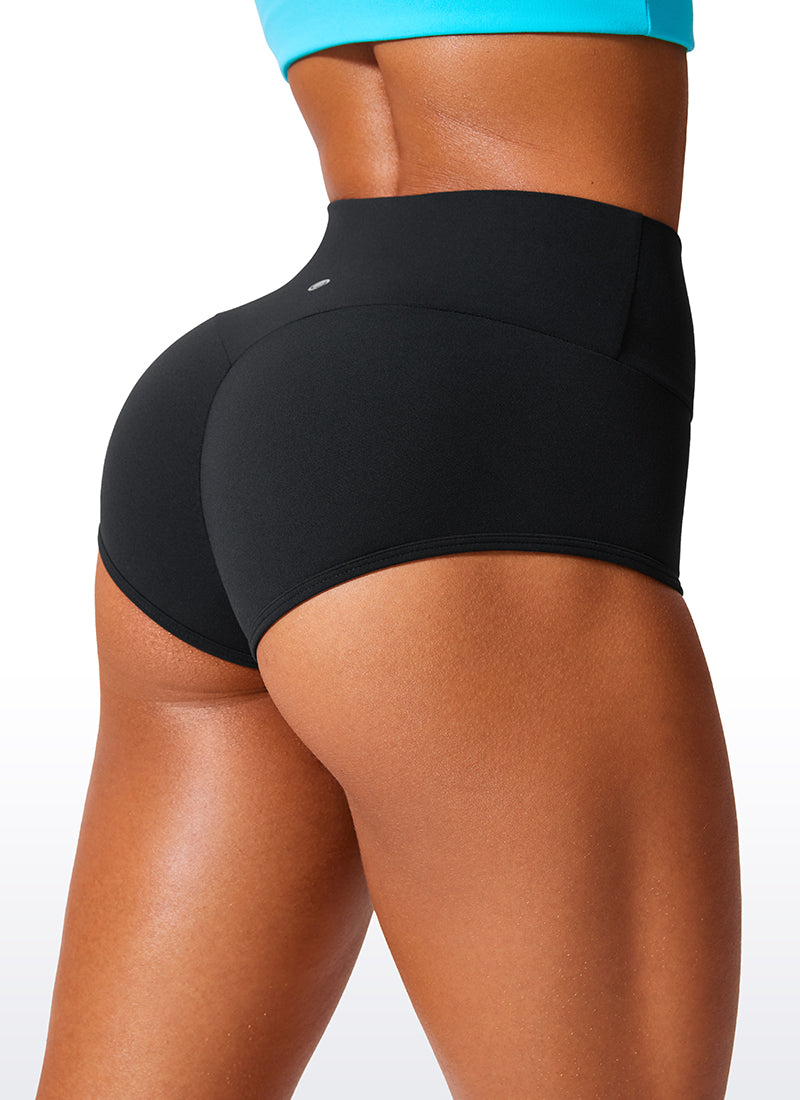 Butterlift High Waisted No Front Seam Scrunch Butt Booty Shorts