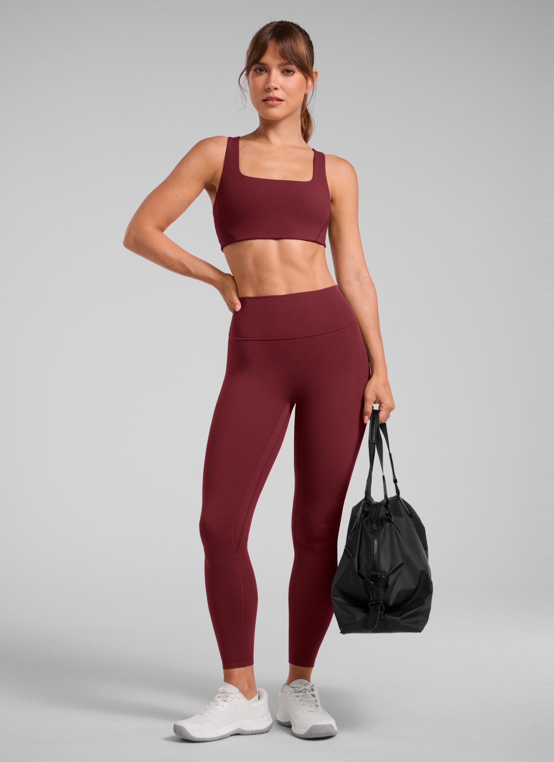CRZ YOGA Women Butterlift High Rise Scrunch Butt Legging No Front Seam Burgundy Bay