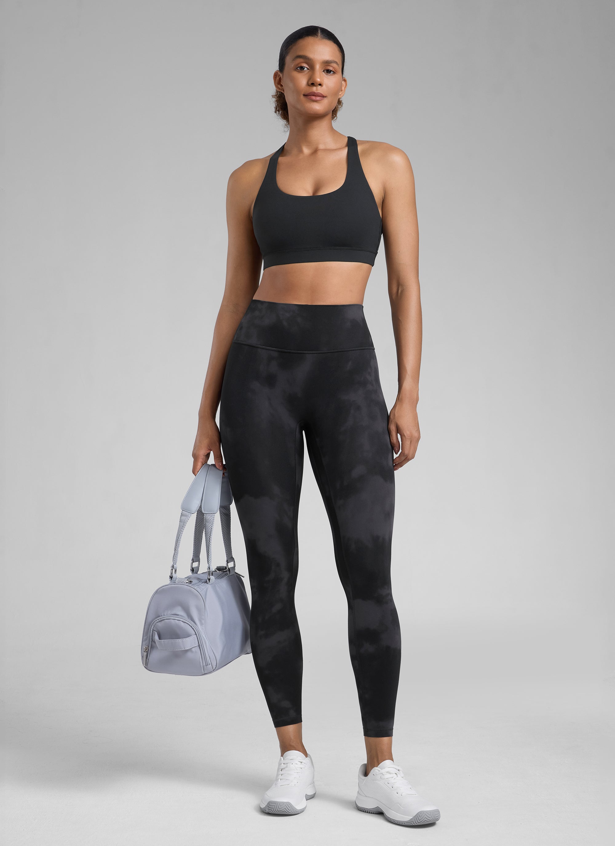 CRZ YOGA Women Butterlift High Rise Scrunch Butt Legging No Front Seam Black Tie Dye Flowers
