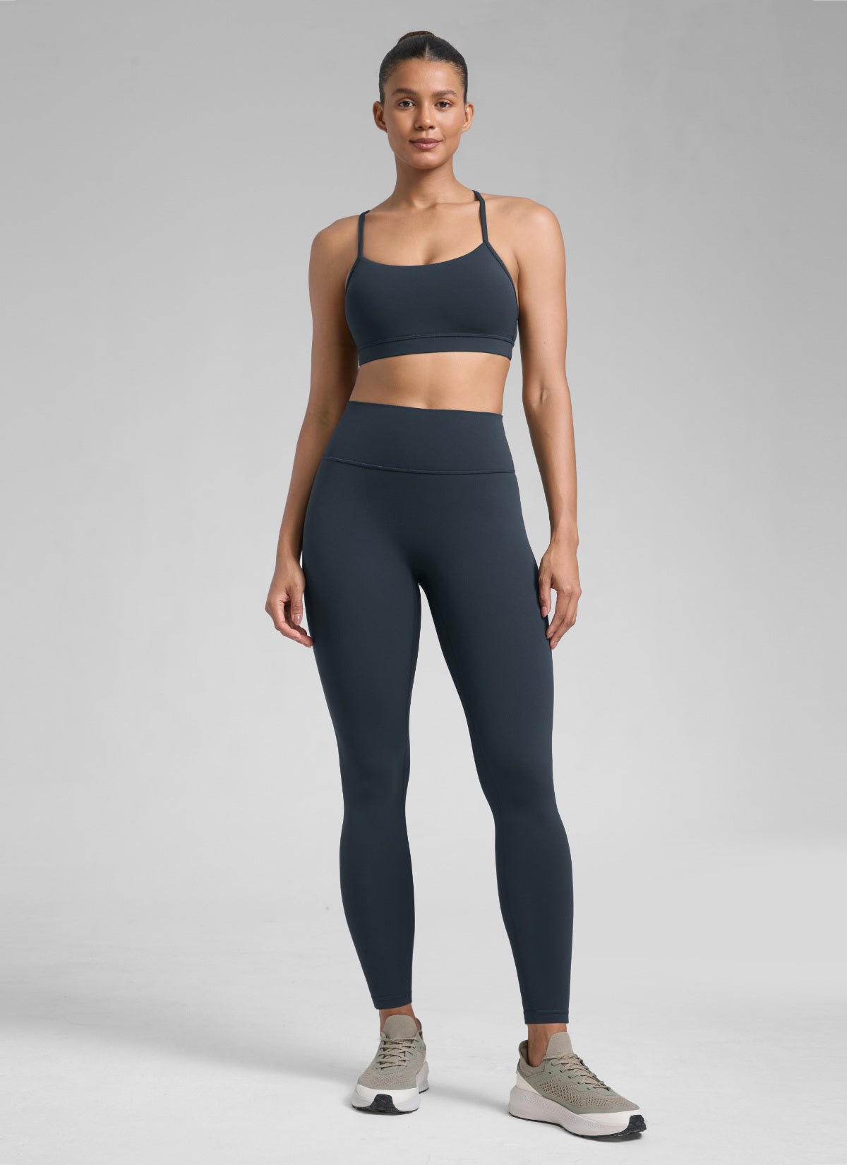 טייץ אימון Secretsculpt™ ללא תפר קדמי לנשים של CRZ YOGA, 71 ס"מ, כחול נייבי אמיתי