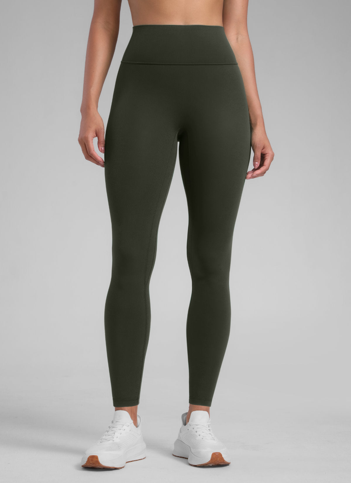 טייץ אימון Secretsculpt™ ללא תפר קדמי לנשים של CRZ YOGA, 71 ס"מ, ירוק זית
