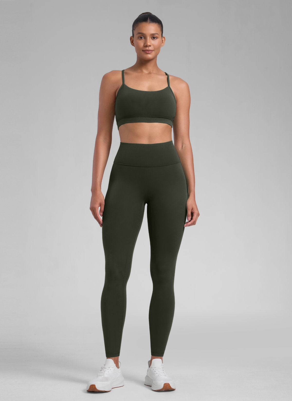 טייץ אימון Secretsculpt™ ללא תפר קדמי לנשים של CRZ YOGA, 71 ס"מ, ירוק זית