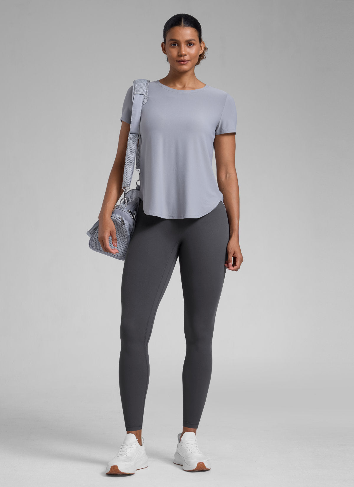 טייץ אימון Secretsculpt™ ללא תפר קדמי לנשים של CRZ YOGA, 71 ס"מ, אפור מסתורי