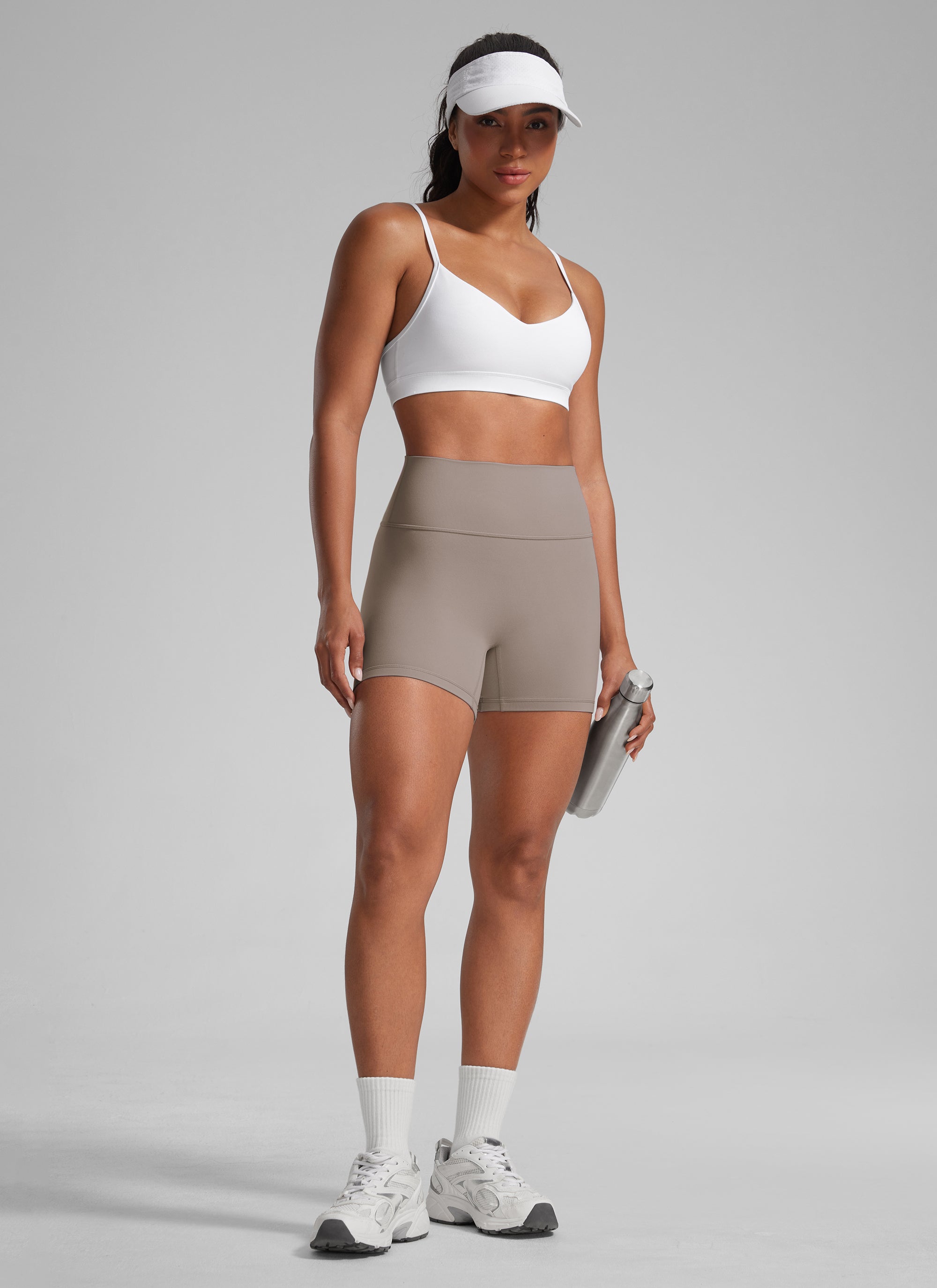 CRZ YOGA Womens Butterlift Scrunch Butt Atheletic Workout Biker Shorts Creamy Latte