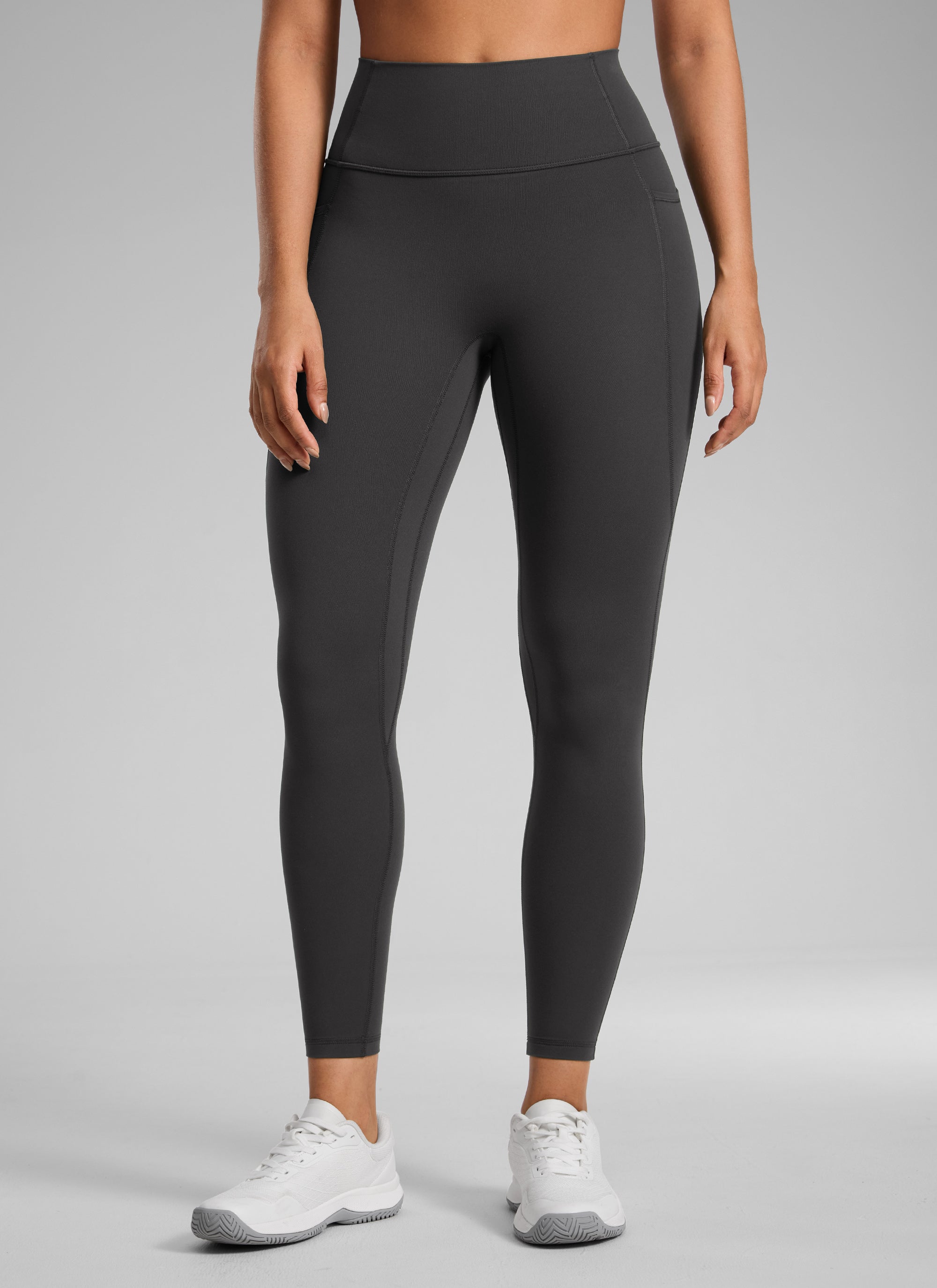 CRZ YOGA Women's Butterlift High Rise No Front Seam Pocket Legging Mysterious Grey