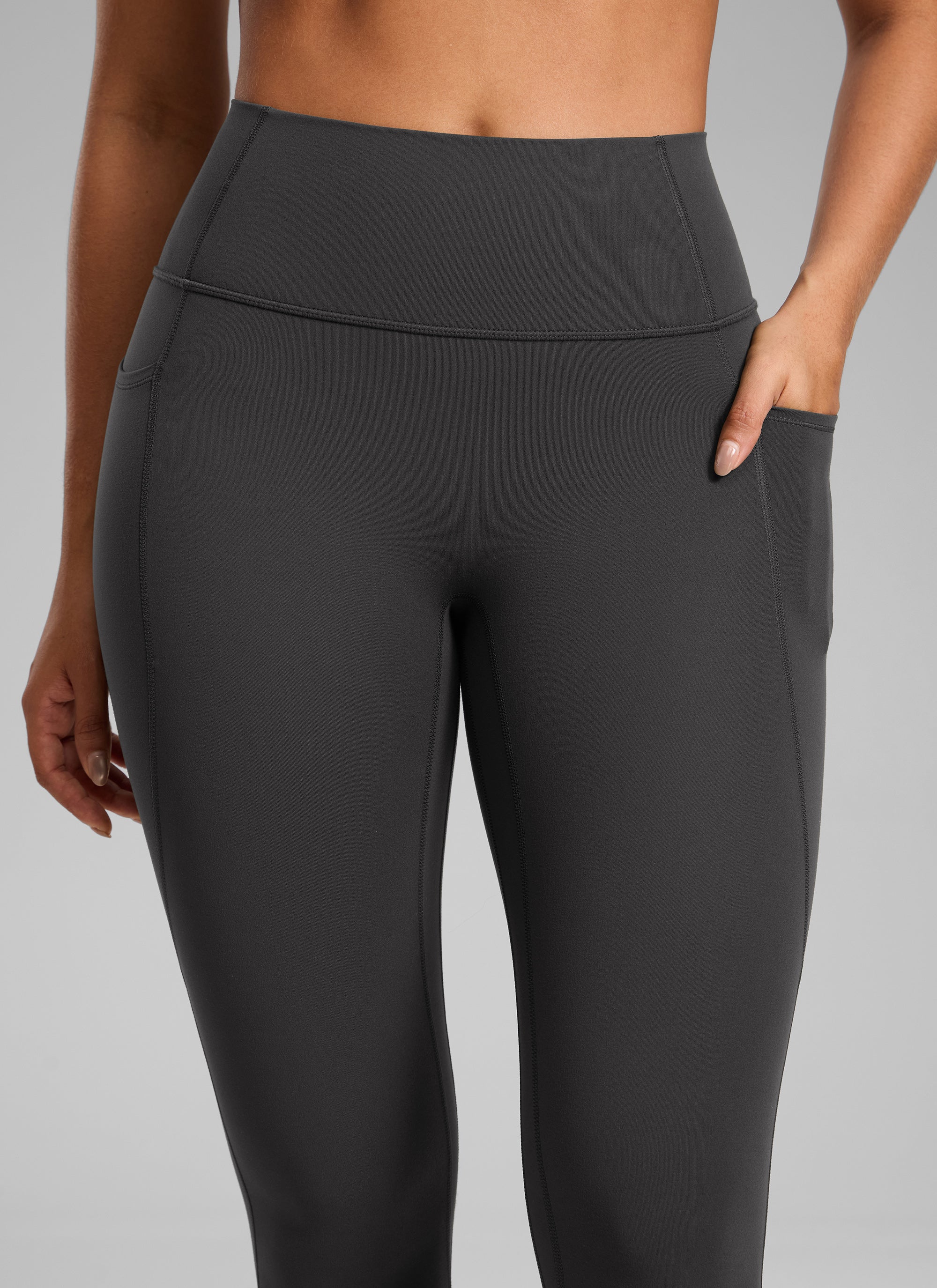 CRZ YOGA Women's Butterlift High Rise No Front Seam Pocket Legging Mysterious Grey