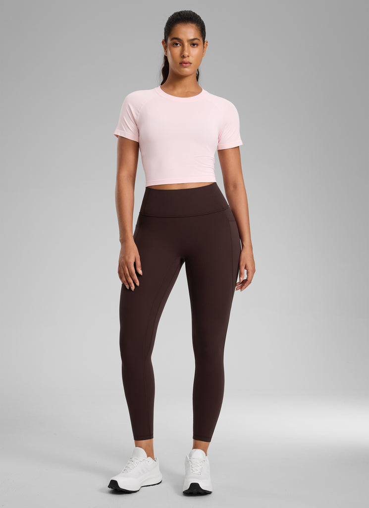 CRZ YOGA Women's Butterlift High Rise No Front Seam Pocket Legging Black Tie Dye Flowers