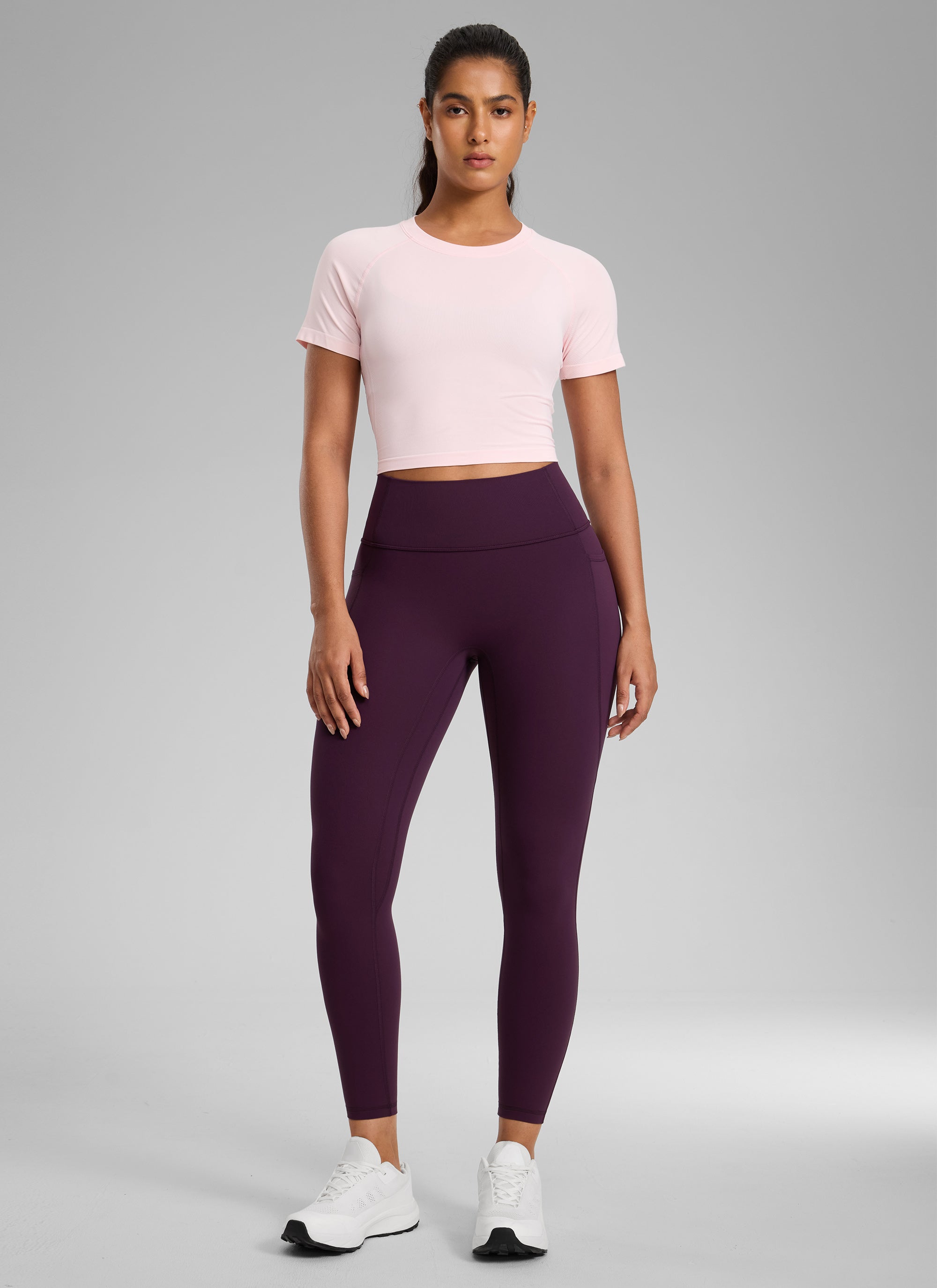 CRZ YOGA Women's Butterlift High Rise No Front Seam Pocket Legging Aurora Red