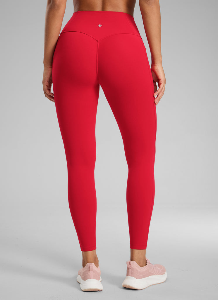 CRZ YOGA Women's Butterlift High Rise No Front Seam Pocket Legging Aurora Red