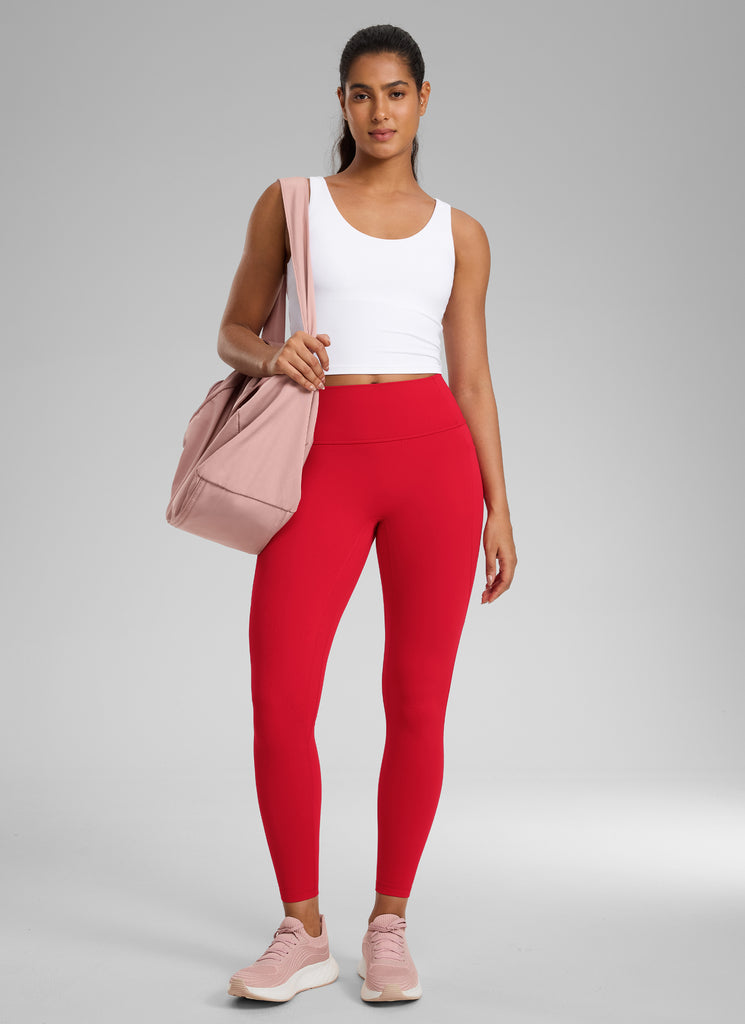 CRZ YOGA Women's Butterlift High Rise No Front Seam Pocket Legging Aurora Red