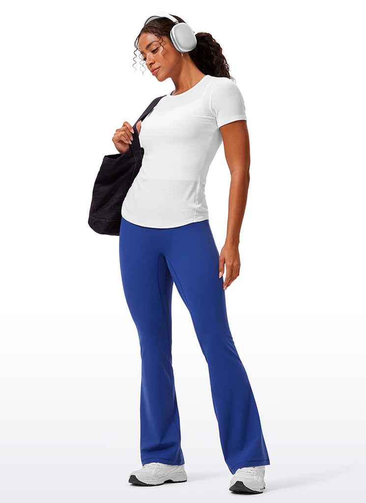 CRZ YOGA Women's Butterlift Hidden Scrunch Butt Flare Leggings 31" Waves Blue