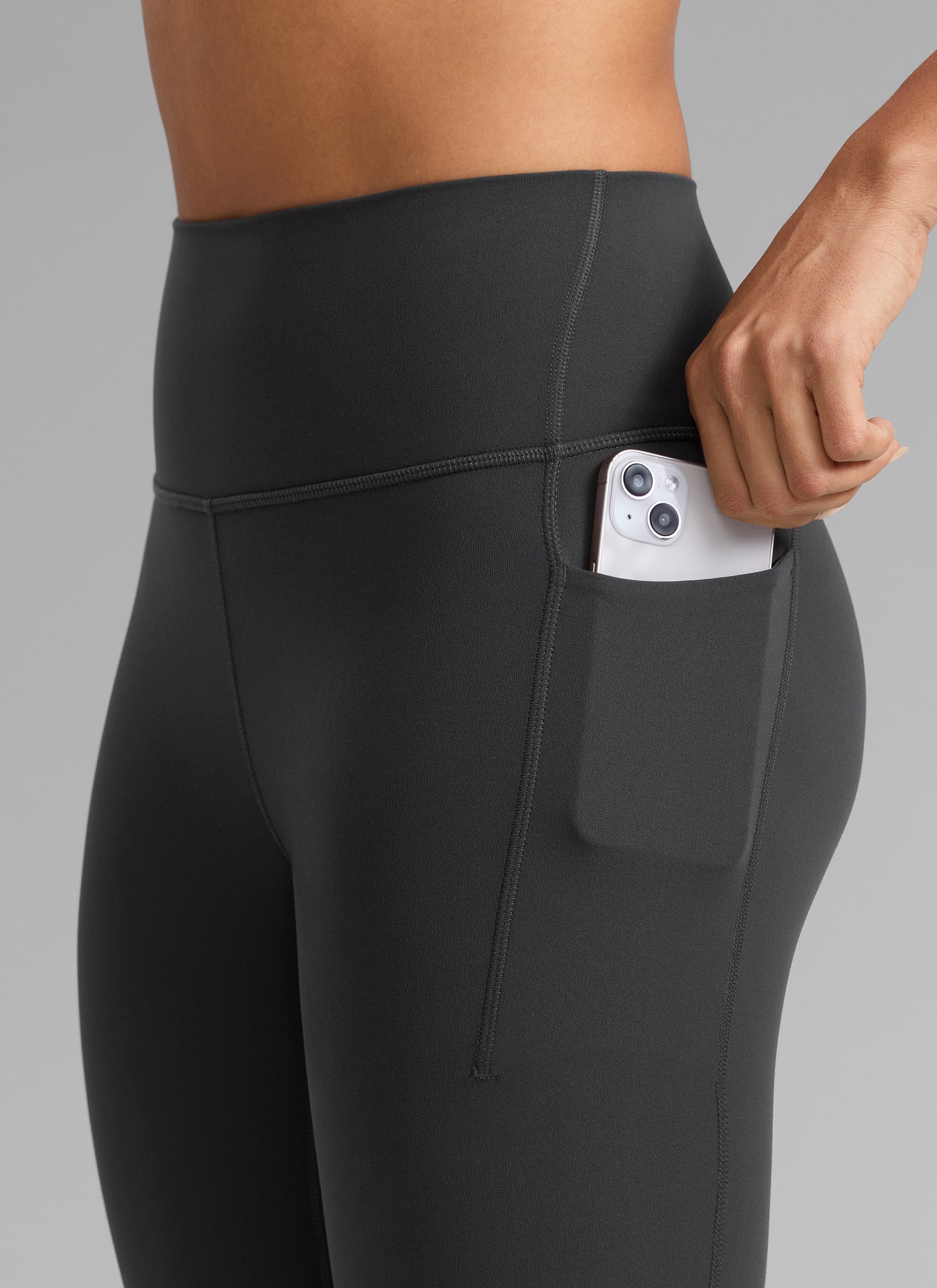 CRZ YOGA Women's Butterlift Workout High Rise Pocket Leggings 25'' Mysterious Grey