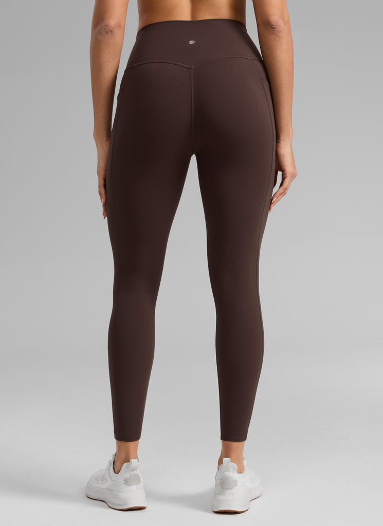 CRZ YOGA Women's Butterlift Workout High Rise Pocket Leggings 25'' Hot Fudge Brown