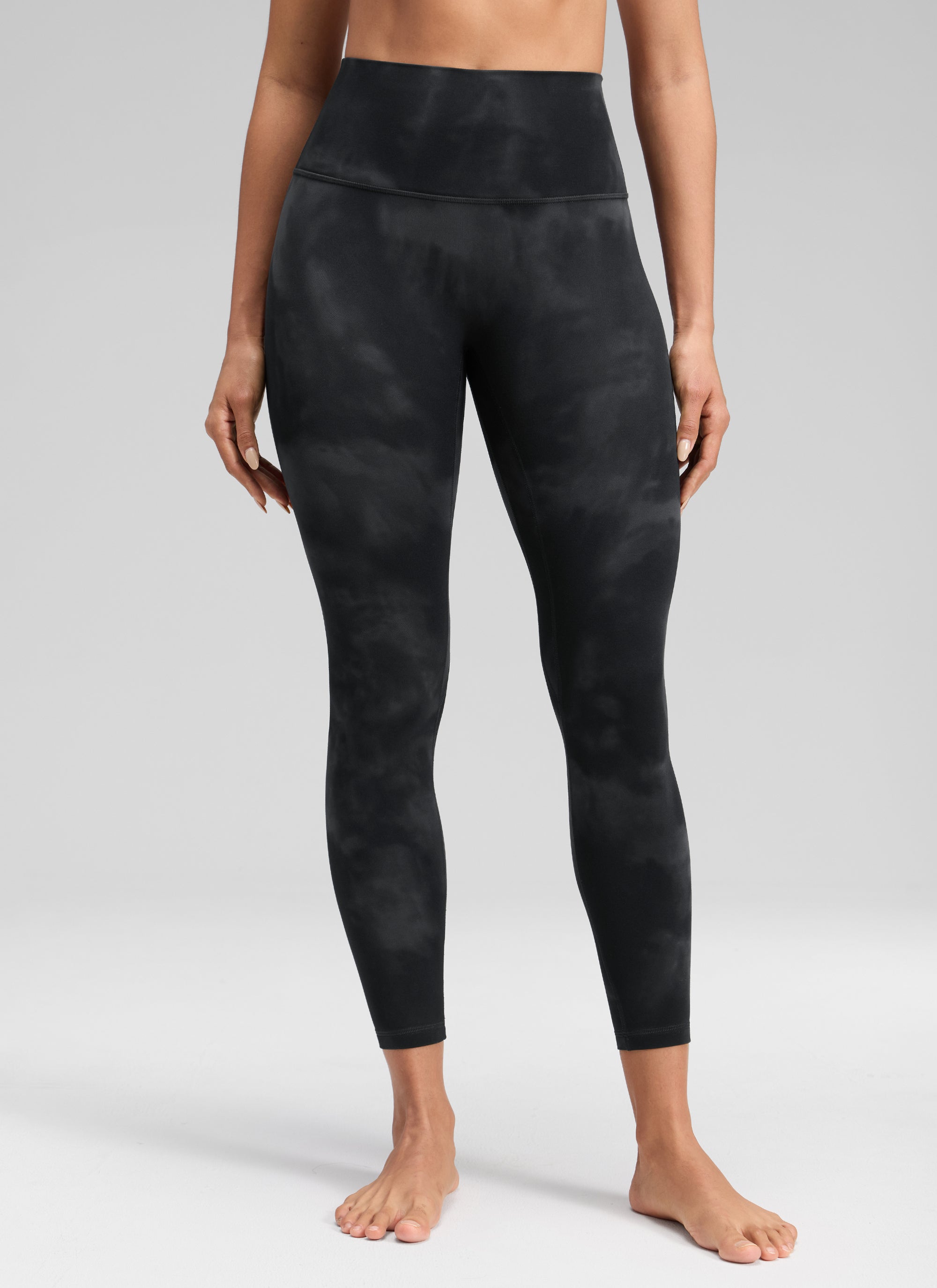 CRZ YOGA Women's Butterluxe Yoga High Rise No Front Seam Legging 25'' Black Tie Dye Flowers