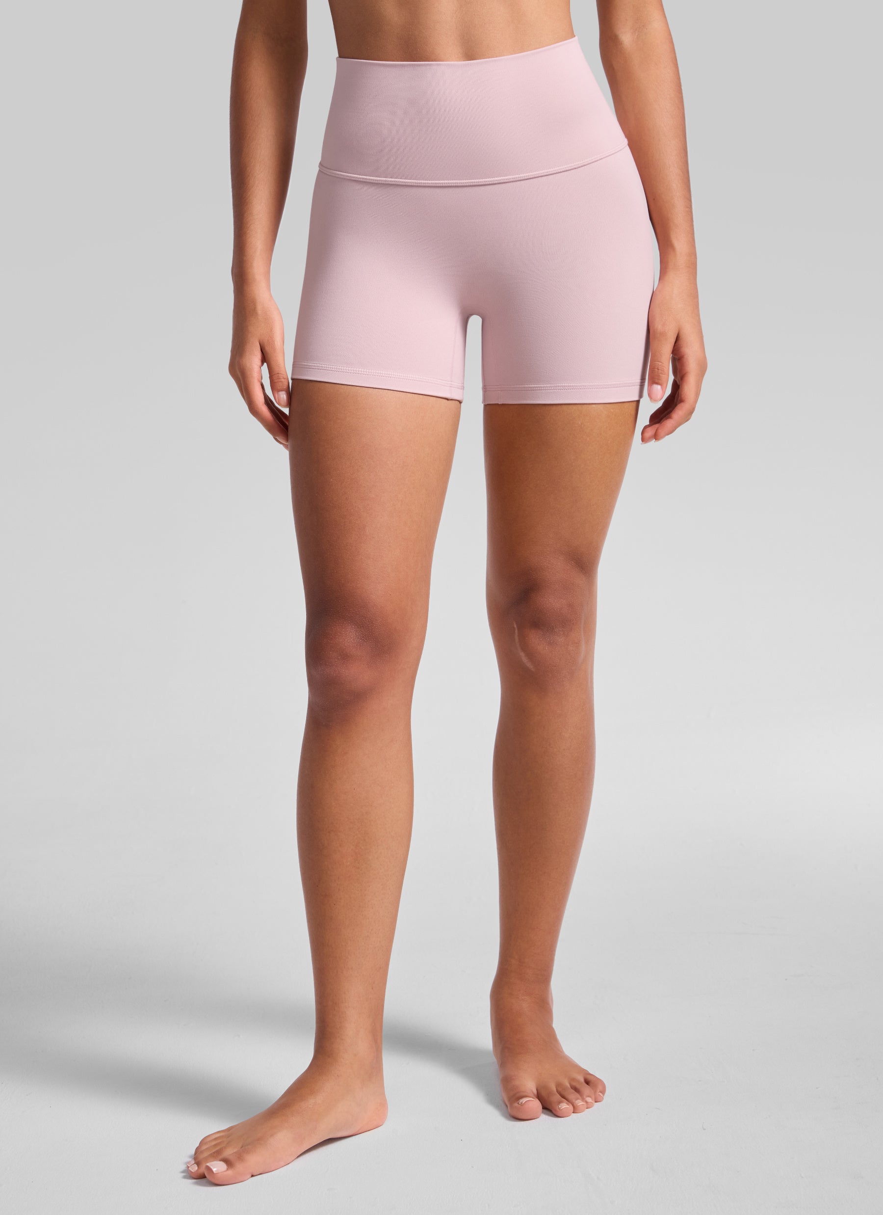 CRZ YOGA Women's Butterluxe Yoga High Rise No Front Seam Shorts 4'' Pink Haze @model_info:A