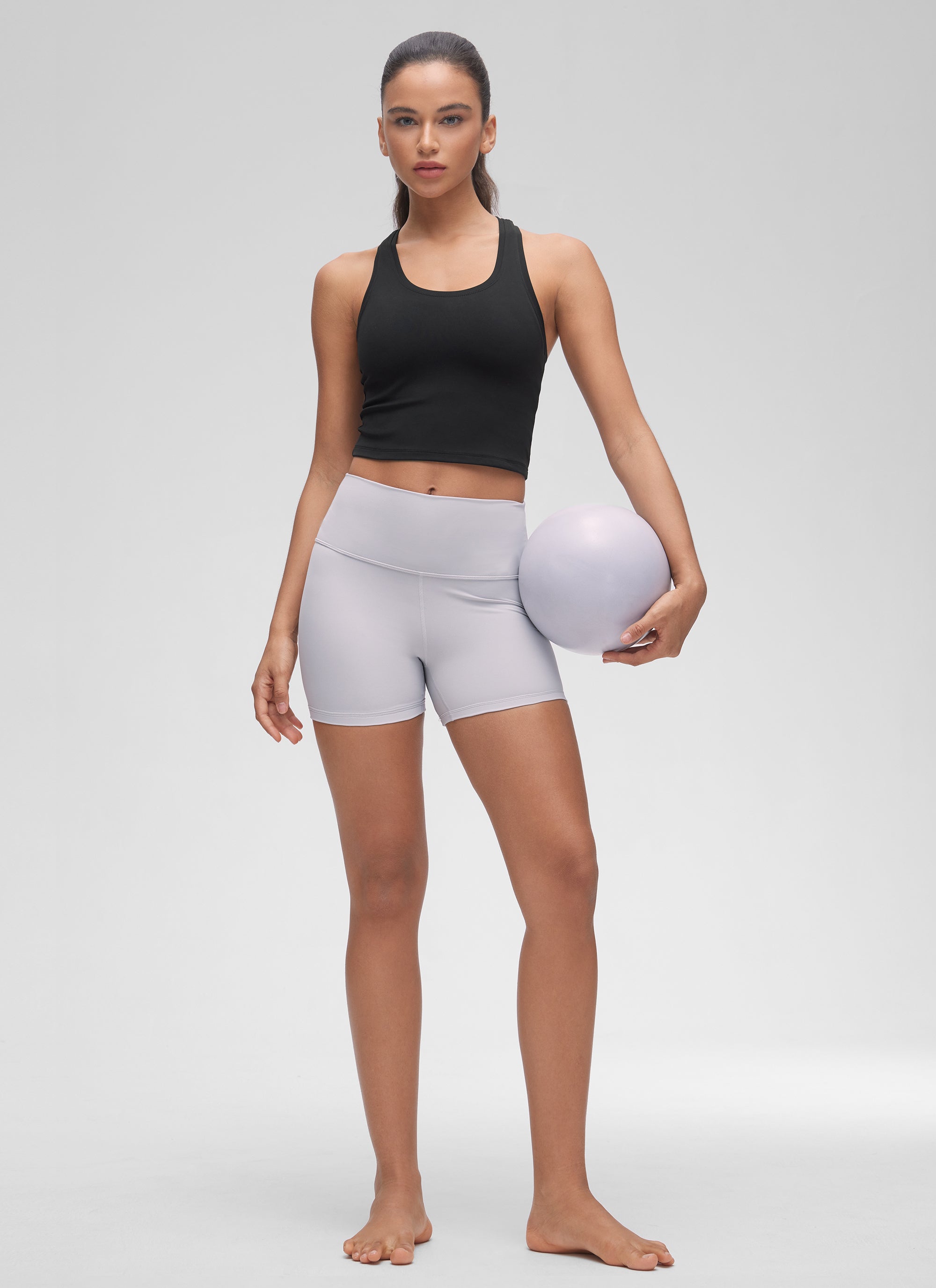 CRZ YOGA Women's Butterluxe Scoop Neck Racerback Cropped Lounge Yoga Tank Black