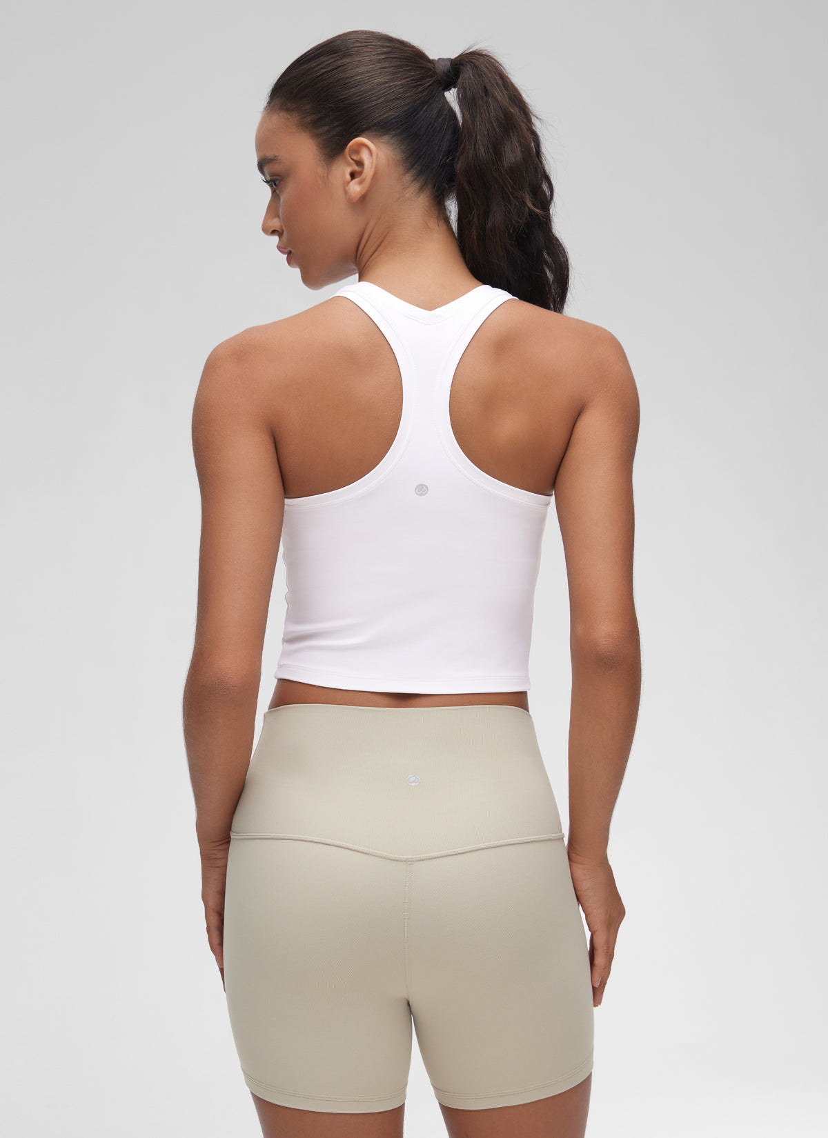 CRZ YOGA Women's Butterluxe Scoop Neck Racerback Cropped Lounge Yoga Tank White @model_info:Winma