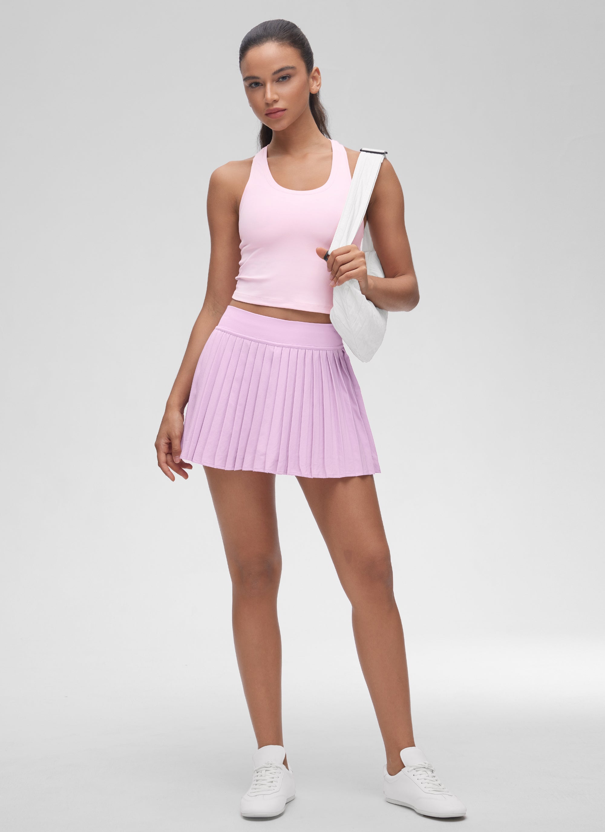CRZ YOGA Women's Butterluxe Scoop Neck Racerback Cropped Lounge Yoga Tank Pink Peony @model_info:Winma