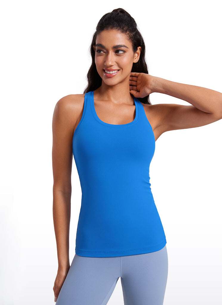CRZ YOGA Women's Yoga Slim Fit Tops Butterluxe Tank Racerback Sparkle Blue
