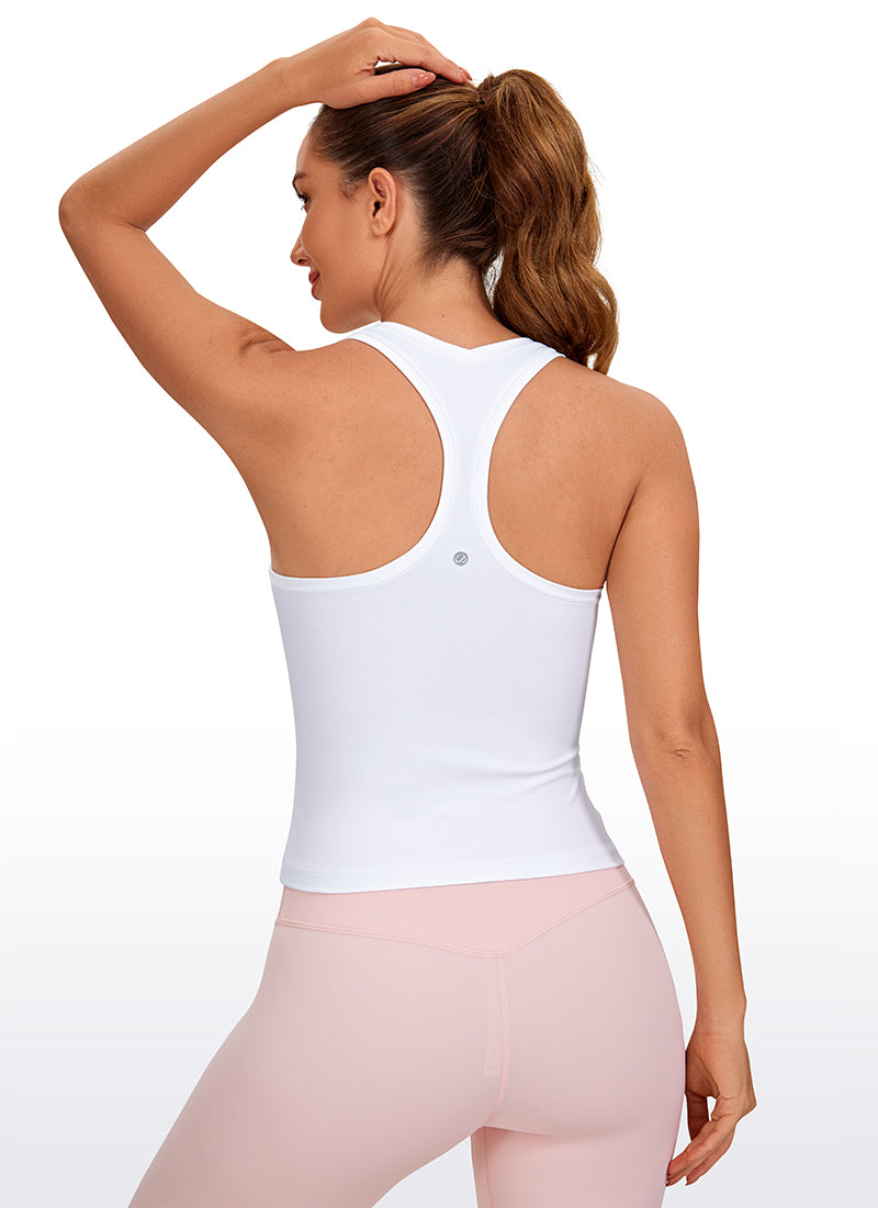 Butterluxe – Taillenlanges Tanktop mit Rundhalsausschnitt und Racerback