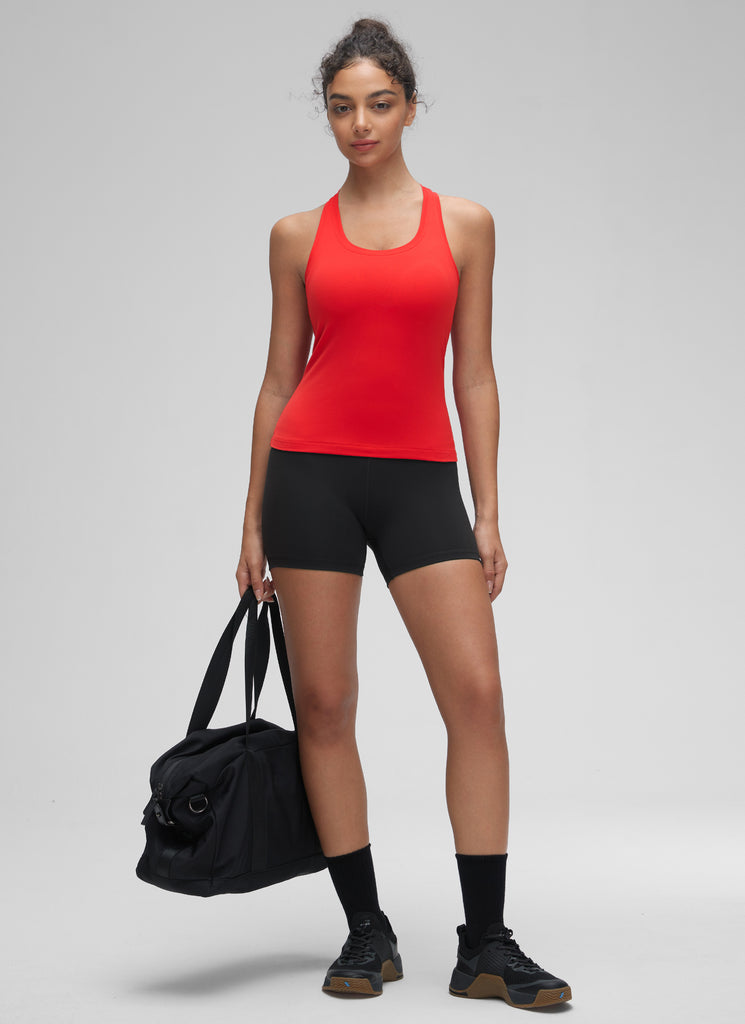 CRZ YOGA Women's Yoga Tight Fit Butterluxe Crewneck Tank Top Racerback Dark Green