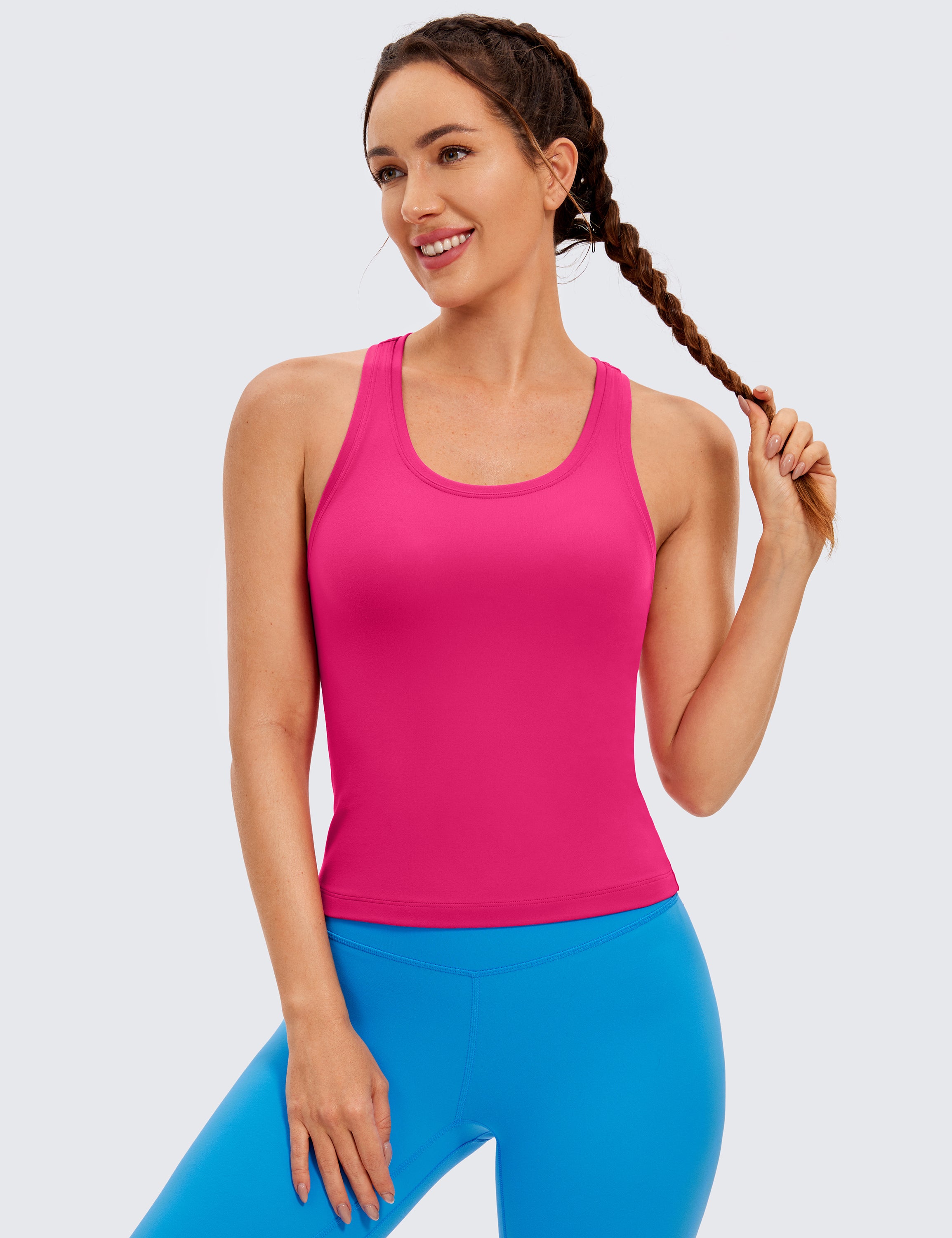 Butterluxe – Taillenlanges Tanktop mit Rundhalsausschnitt und Racerback