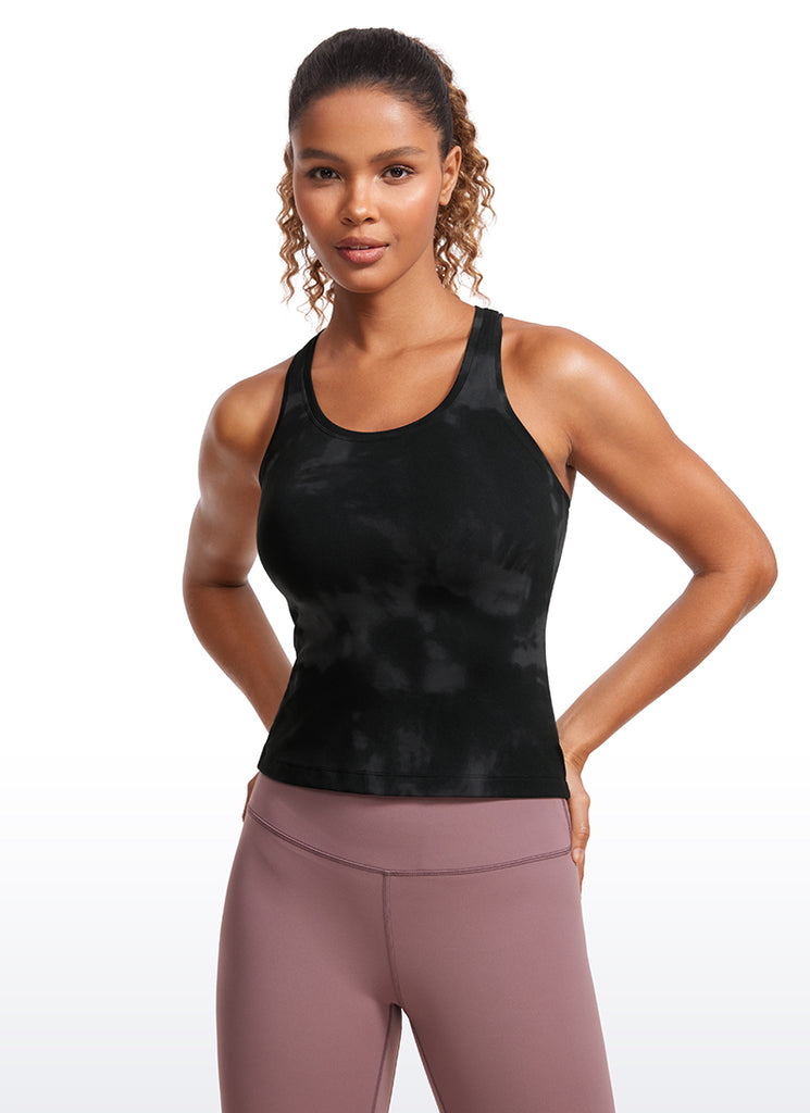 CRZ YOGA Women's Yoga Tight Fit Butterluxe Crewneck Tank Top Racerback True Navy
