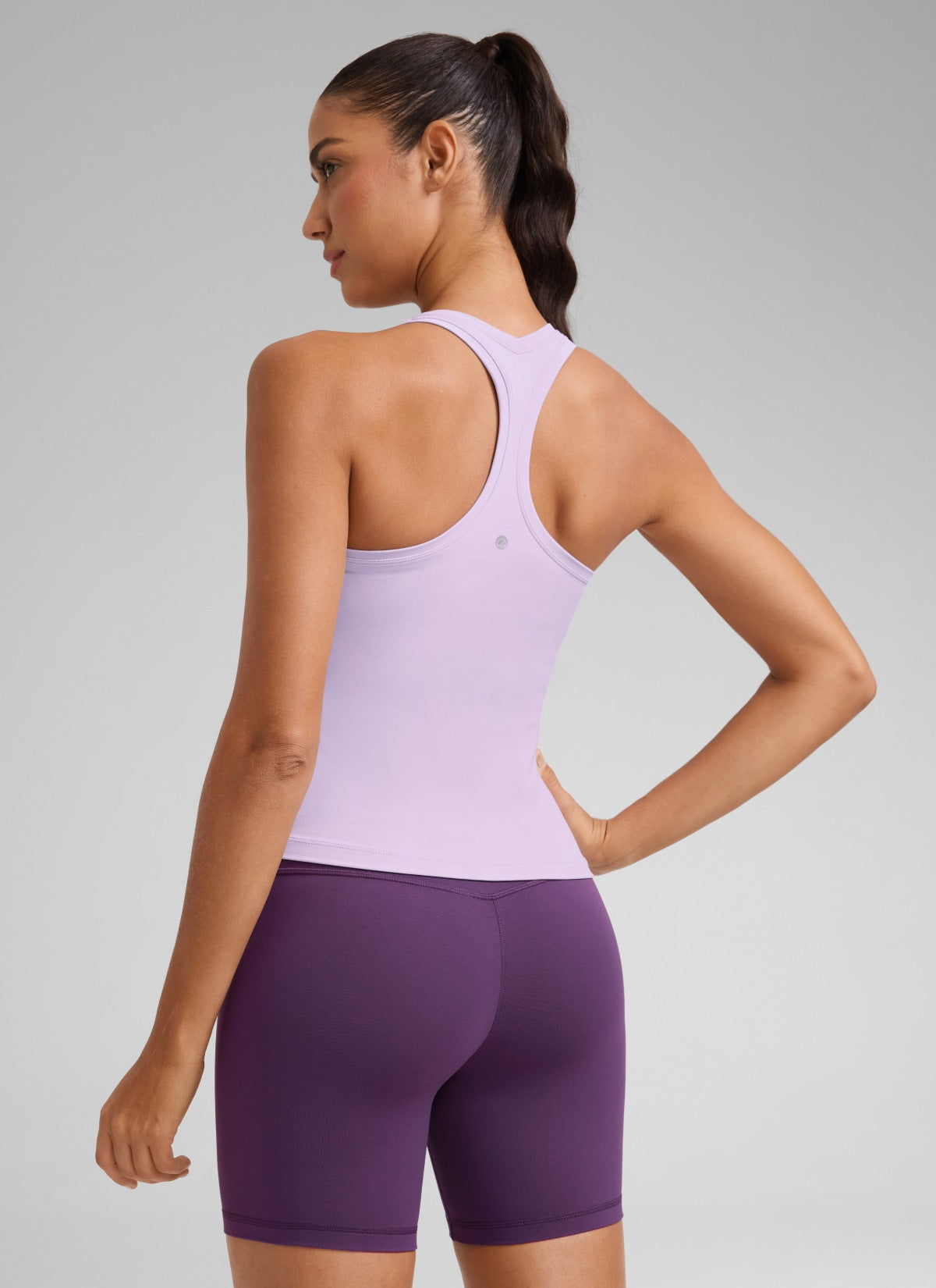 CRZ YOGA Women's Yoga Tight Fit Butterluxe Crewneck Tank Top Racerback Lilac Air