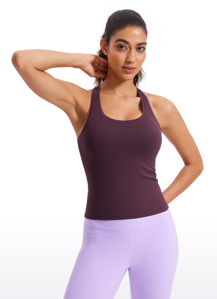 CRZ YOGA Women's Yoga Tight Fit Butterluxe Crewneck Tank Top Racerback Vita Pink