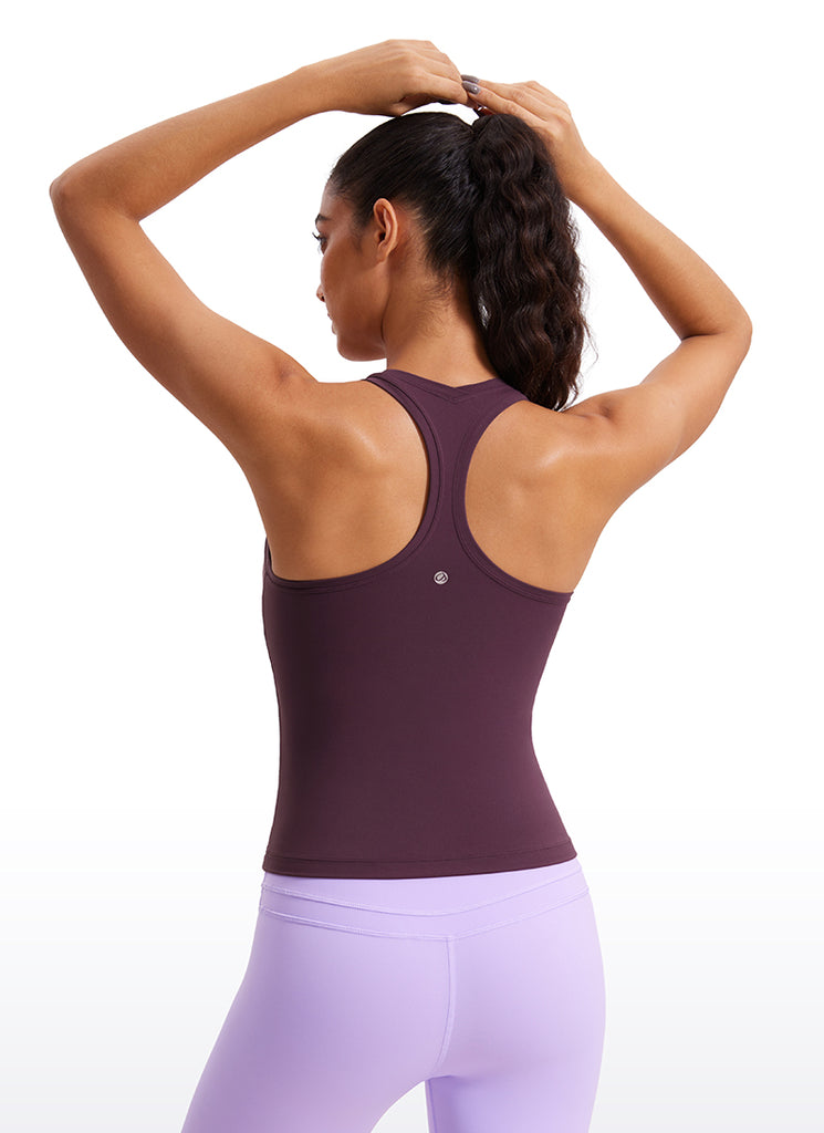 CRZ YOGA Women's Yoga Tight Fit Butterluxe Crewneck Tank Top Racerback Vita Pink