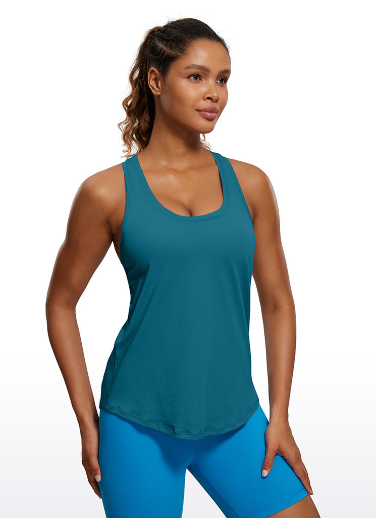 CRZ YOGA Women's Yoga Loose Fit Tops Pima Cotton Tank Racerback Jade Grey