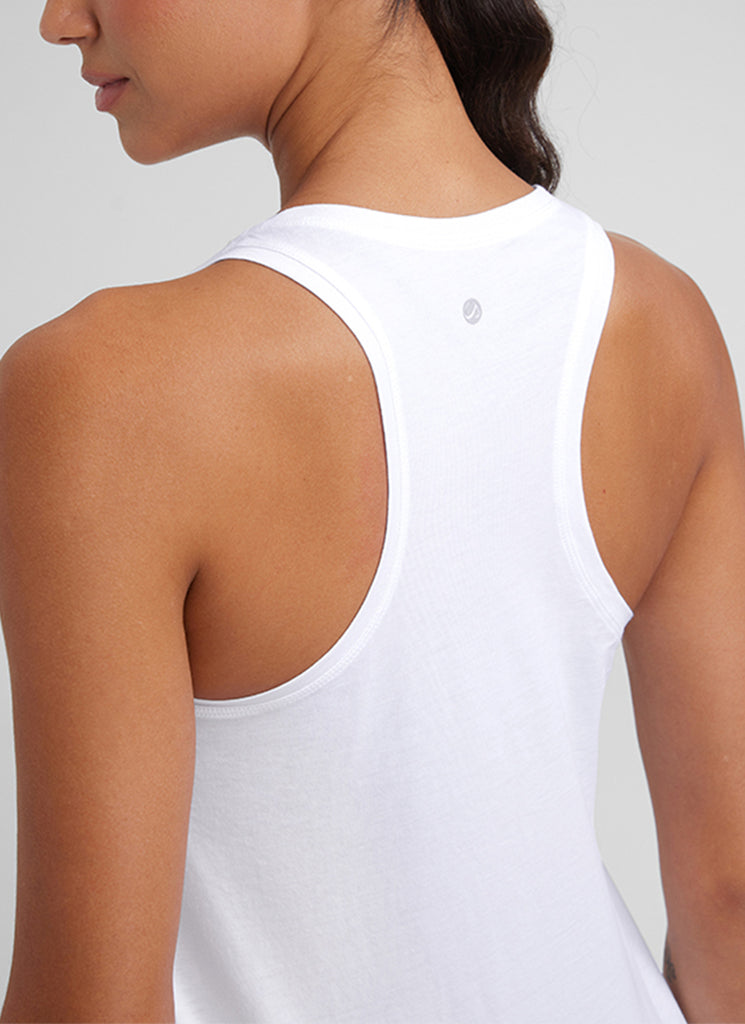 CRZ YOGA Women's Yoga Loose Fit Tops Pima Cotton Tank Racerback White