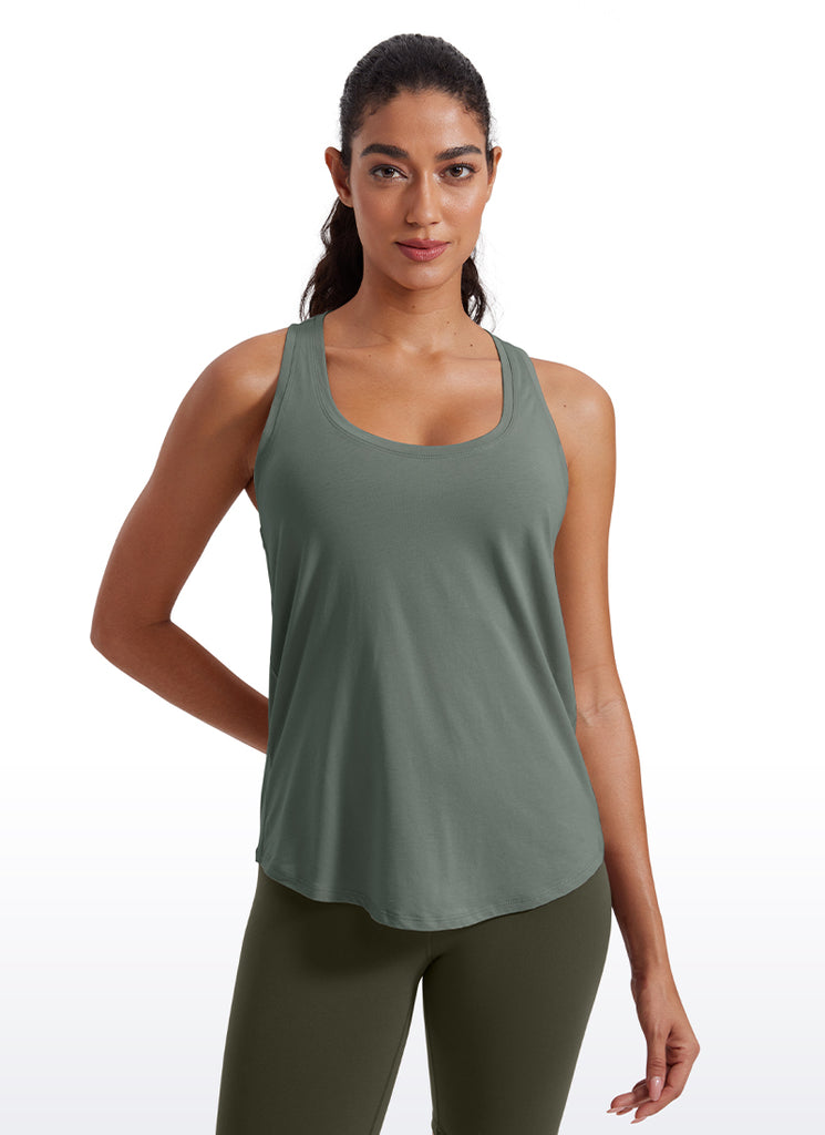 CRZ YOGA Women's Yoga Loose Fit Tops Pima Cotton Tank Racerback Mortar color