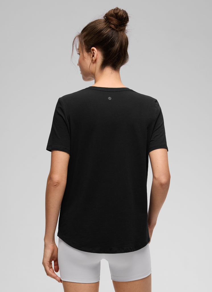 CRZ YOGA Women's Yoga Loose Fit Pima Cotton Short Sleeves Black