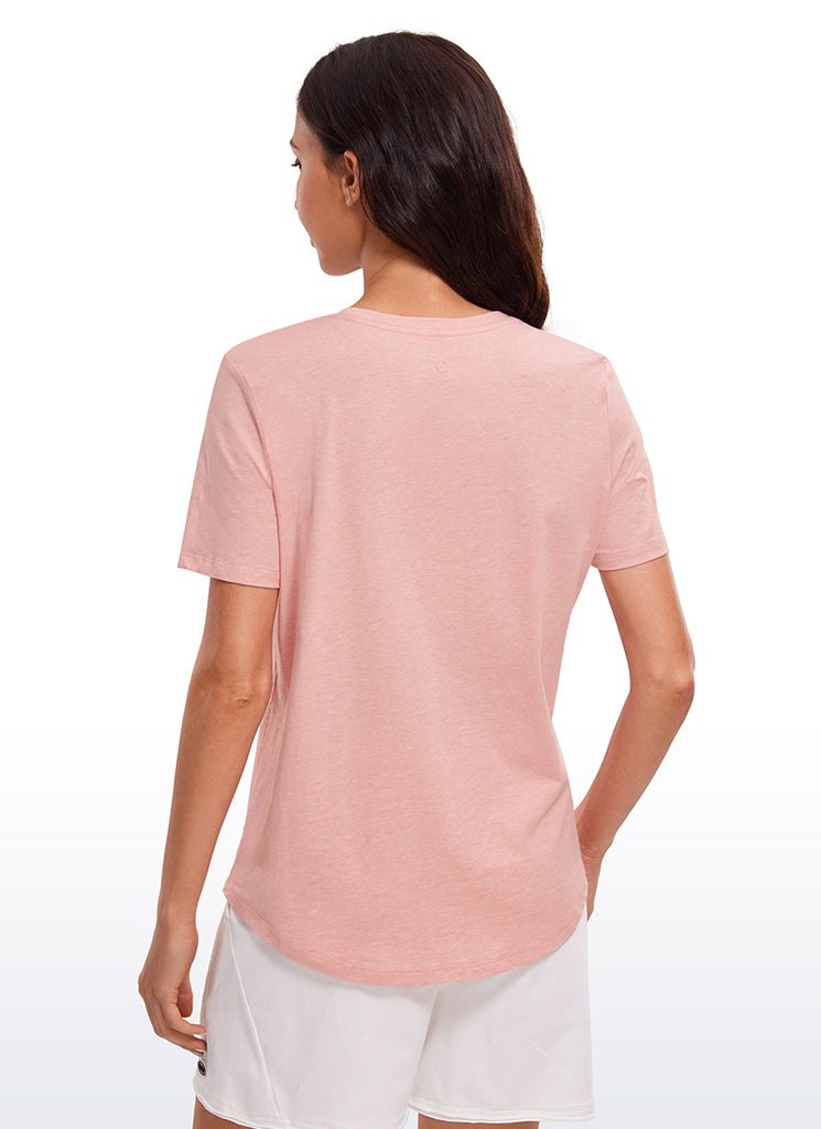 CRZ YOGA Women's Yoga Loose Fit Pima Cotton Short Sleeves Misty Merlot