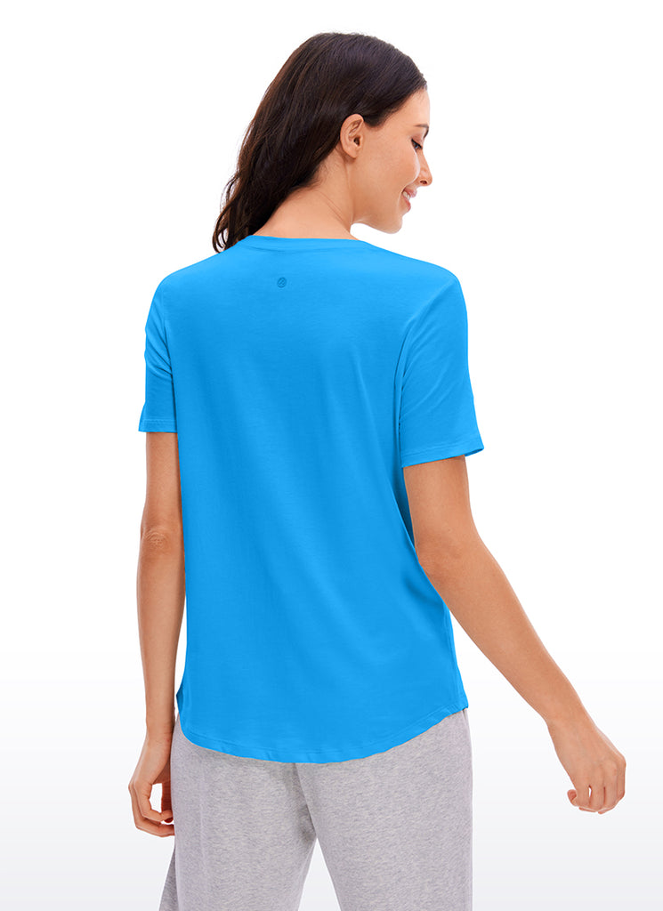 CRZ YOGA Women's Yoga Loose Fit Pima Cotton Short Sleeves Granita Pink