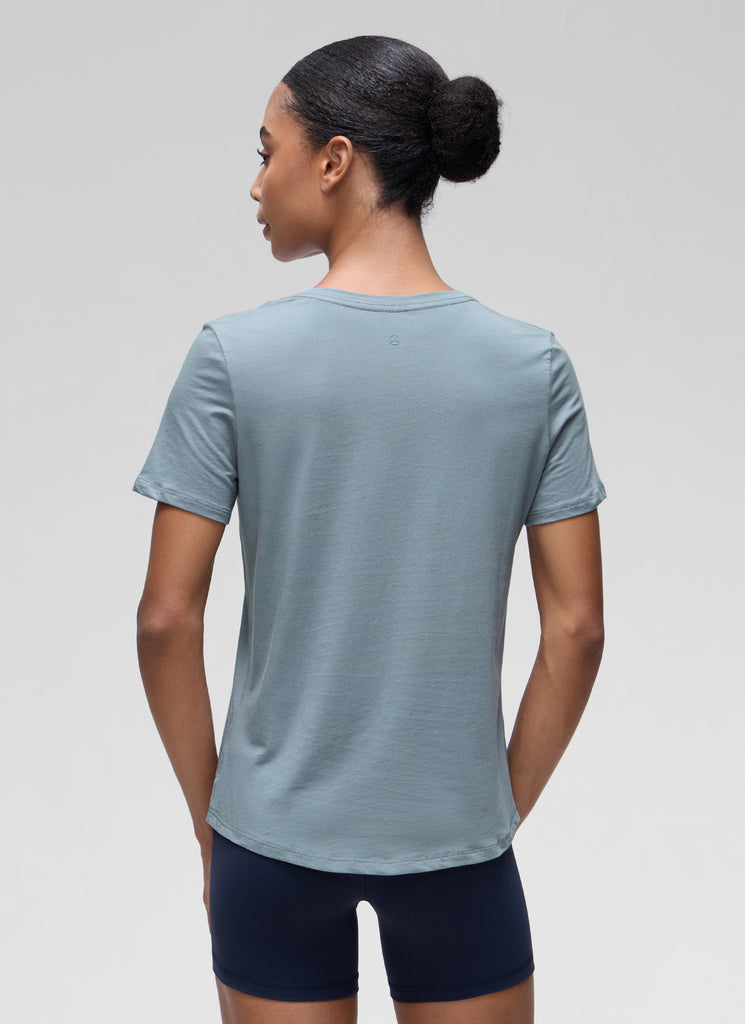 CRZ YOGA Women's Yoga Loose Fit Pima Cotton Short Sleeves Strawberry Pink